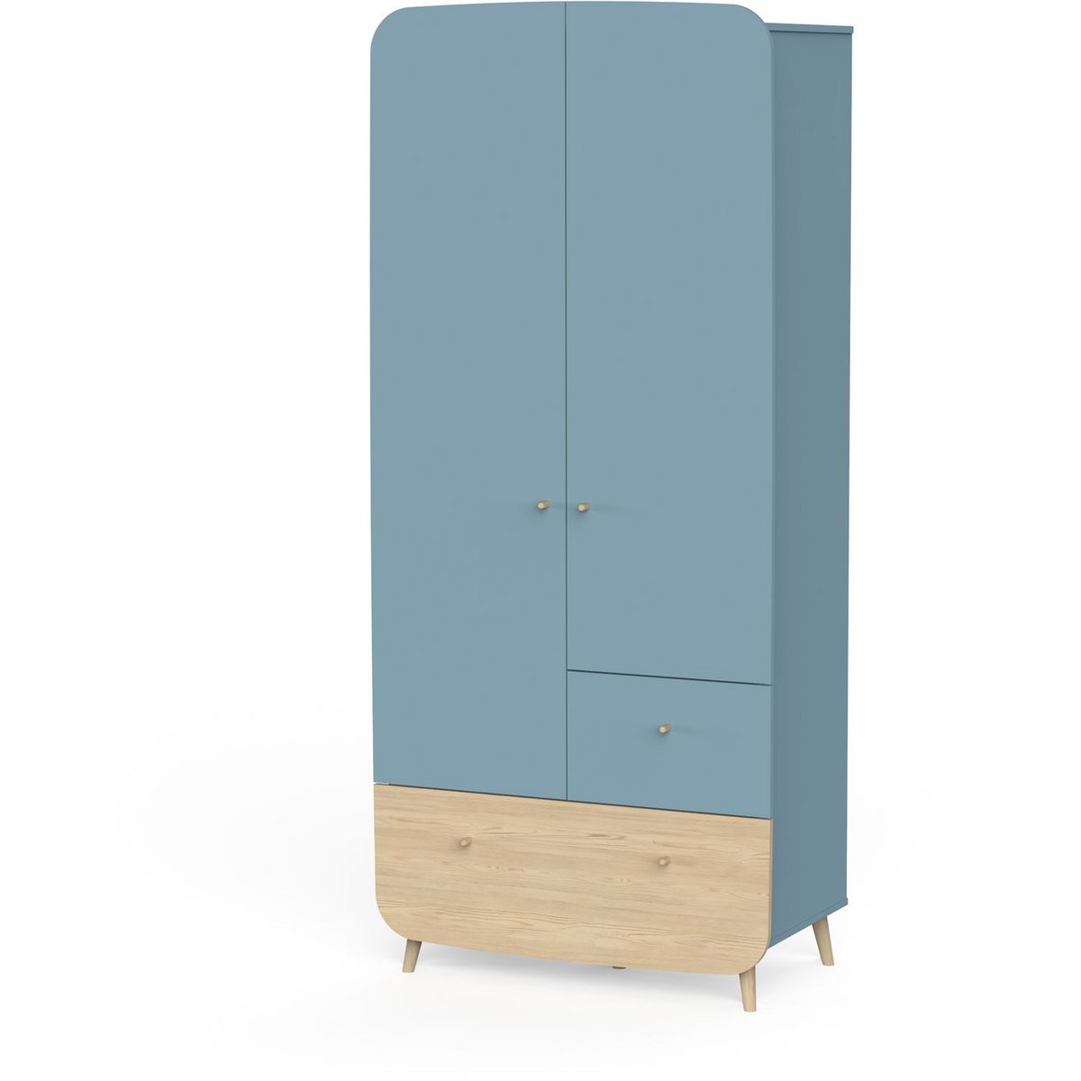 Armoire bébé enfant 2 portes 2 tiroirs bleu LINIA