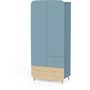 Voir la diapositive 2 : Armoire bébé enfant 2 portes 2 tiroirs bleu LINIA