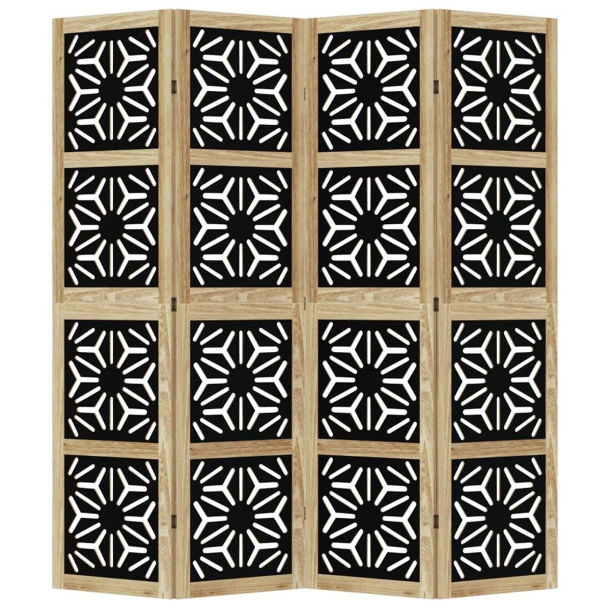 VIDAXL Cloison de separation 4 panneaux marron noir paulownia massif