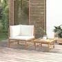 VIDAXL Salon de jardin 2 pcs avec coussins blanc creme bambou