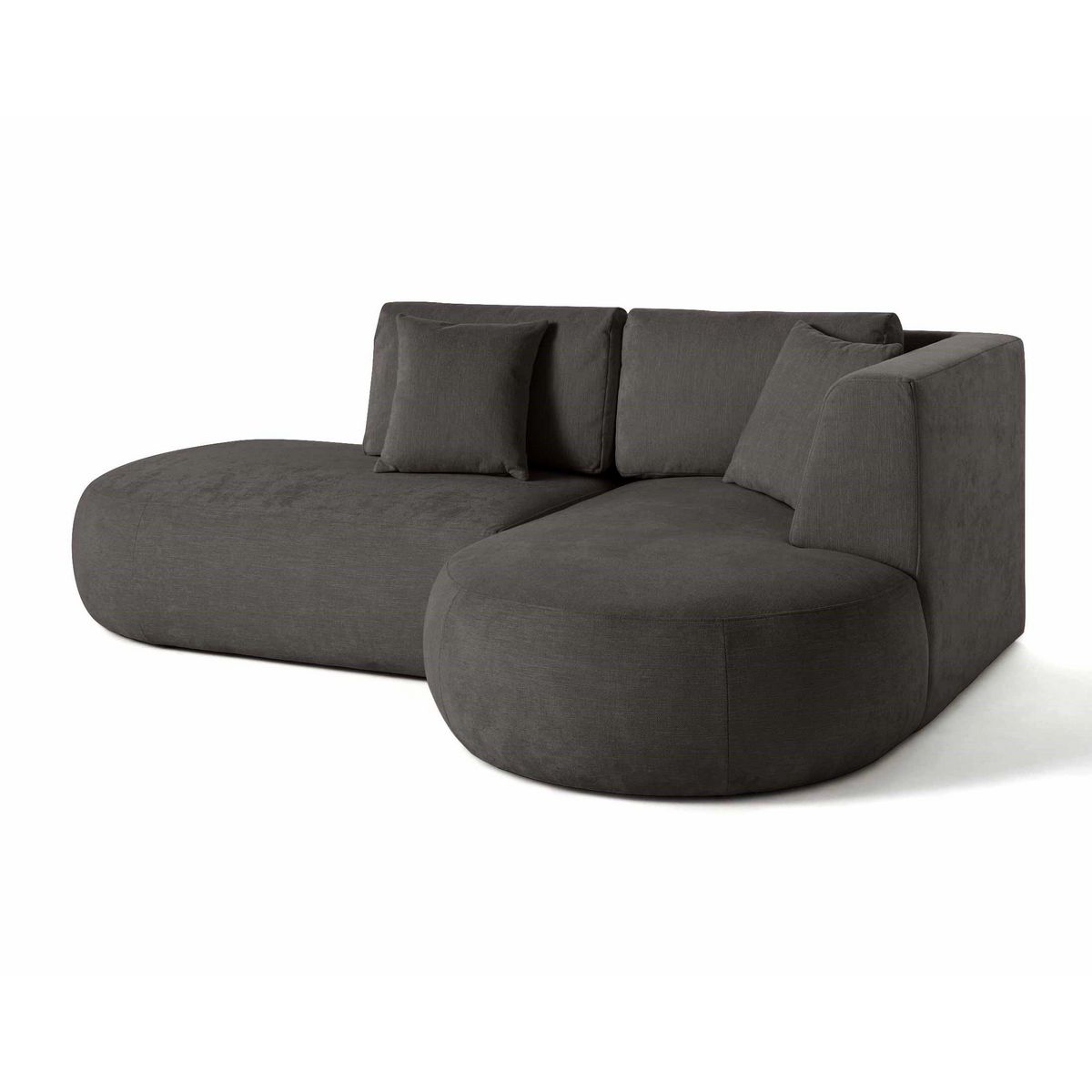 LISA DESIGN Santorini - canapé modulable d'angle droit + pouf - 4 places - en tissu texturé