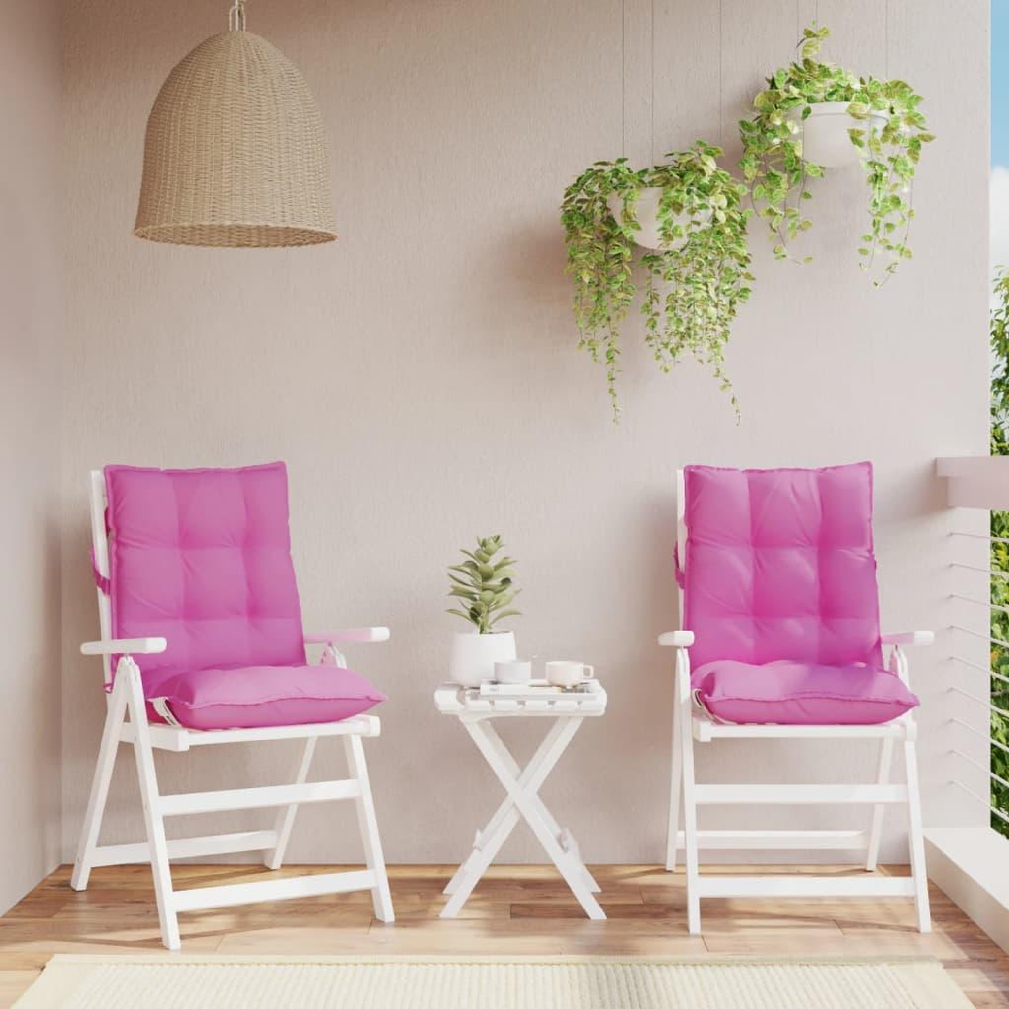 VIDAXL Coussins de chaise a dossier bas lot de 2 rose tissu oxford