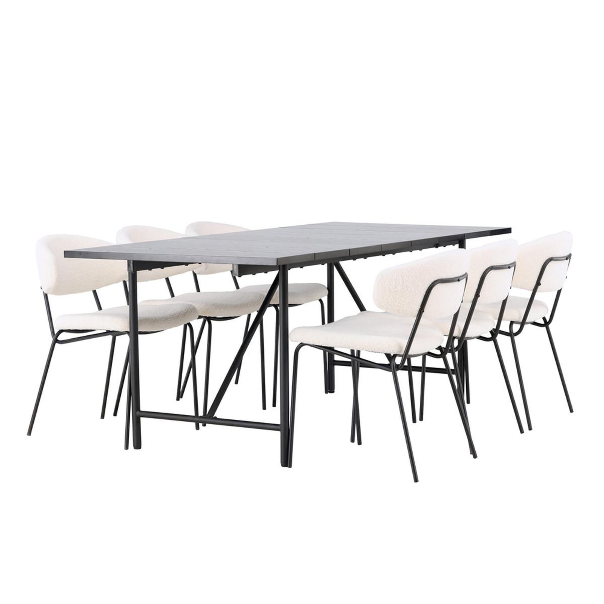 Paris Prix Ensemble table à manger & 6 chaises  astrid & chico  200cm noir & blanc crème