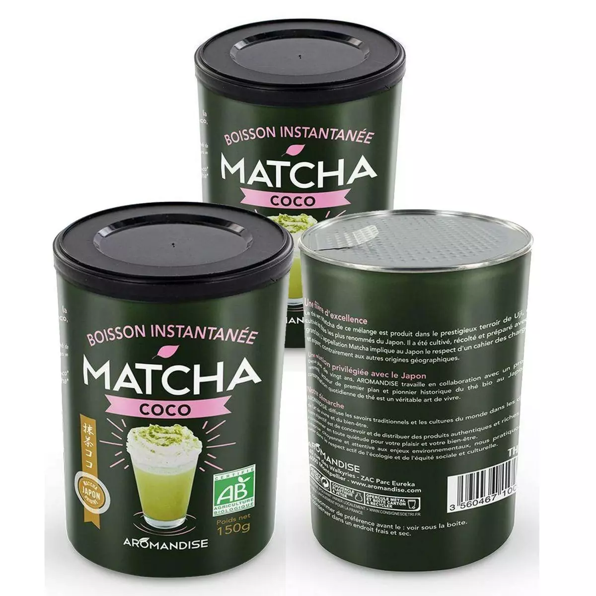Aromandise Boisson instantanée Matcha coco 450 g