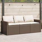 VIDAXL Canape de jardin avec coussins 3 places brun resine tressee