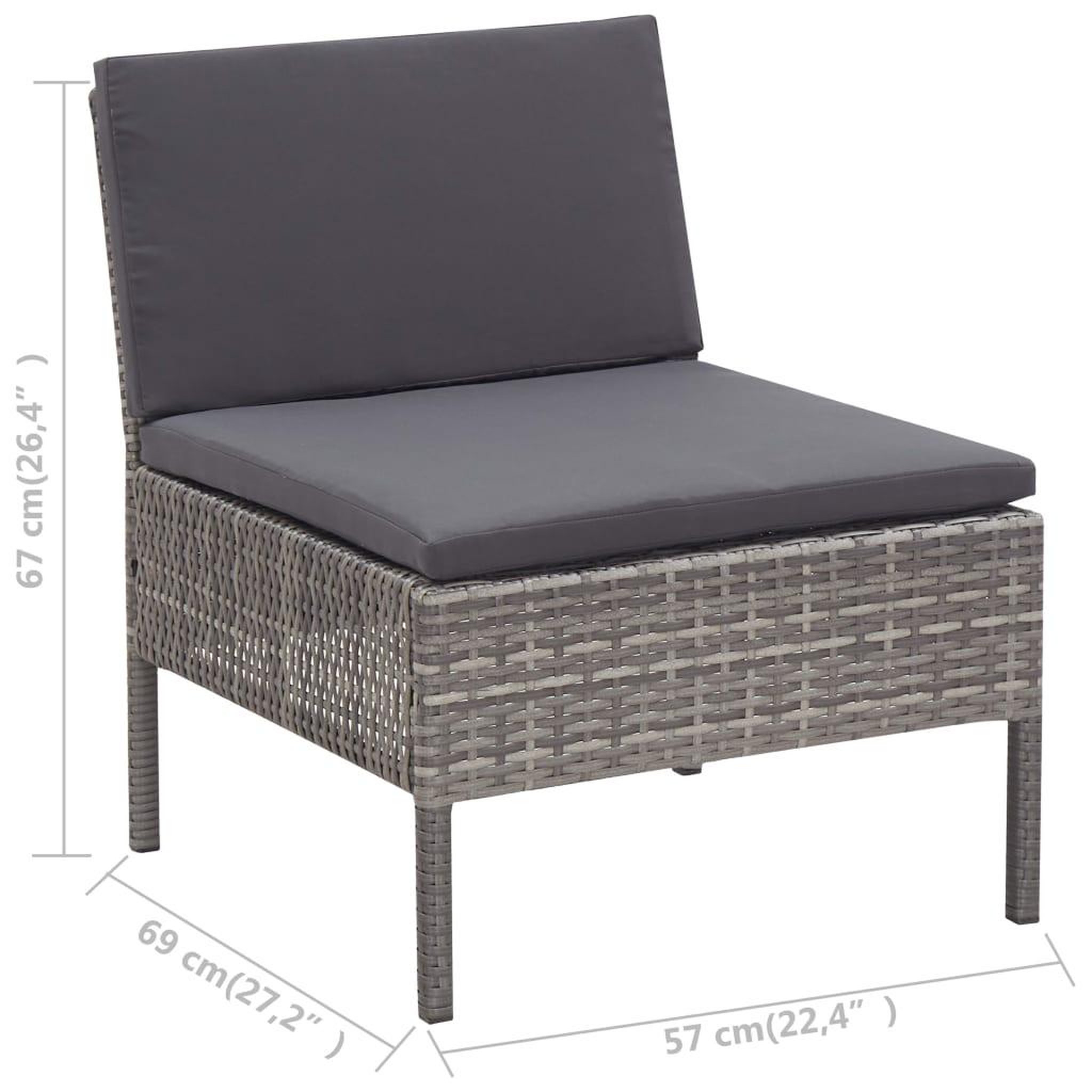 Voir la diapositive 6 : VIDAXL Salon de jardin 6 pcs avec coussins resine tressee gris