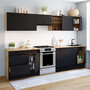 Voir la diapositive 5 : ID MARKET Cuisine complète casserolier 300 cm SUBTIL avec plan de travail 9 éléments bois et noir