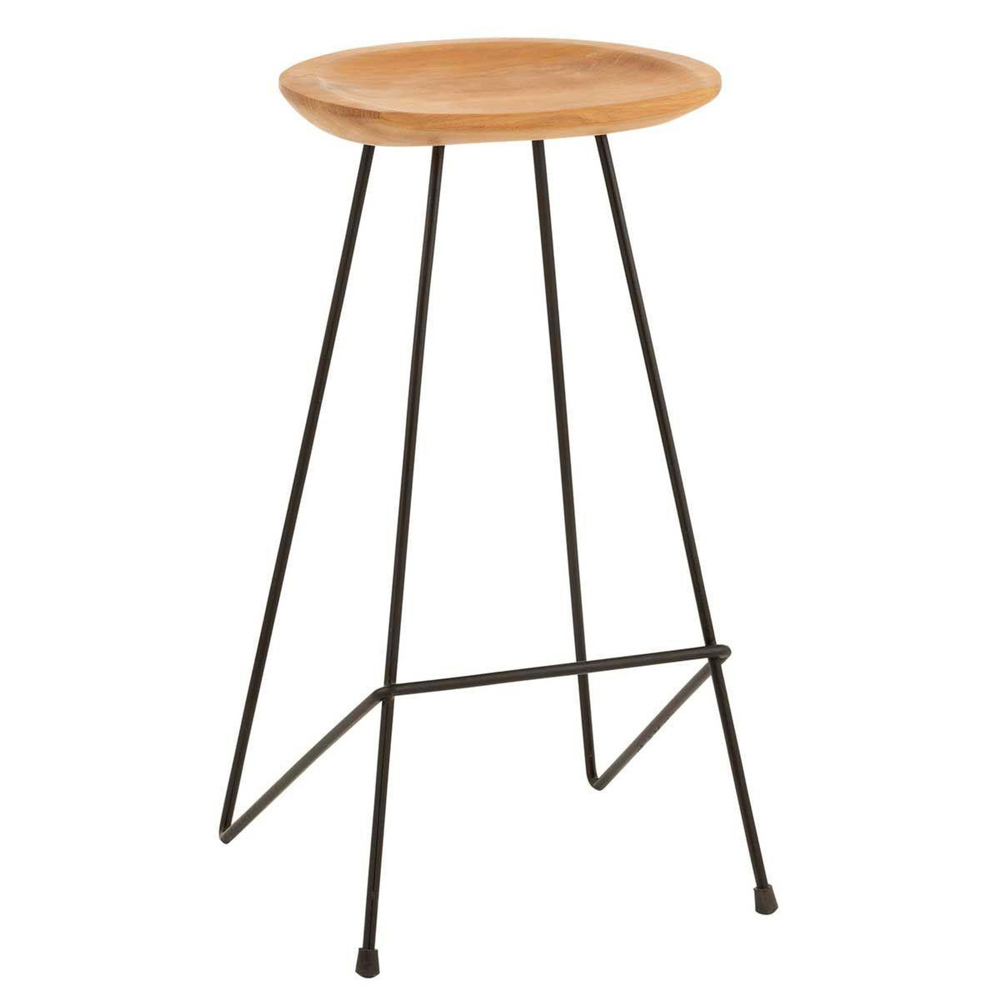 J-LINE Chaise de bar en teck  scanda  77cm naturel & noir