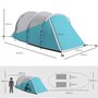 Voir la diapositive 3 : OUTSUNNY Tente de camping familiale 4-5 personnes - tente tunnel 2 portes fenêtres - dim. 4,6 x 2,6 x 1,9 m - bleu gris