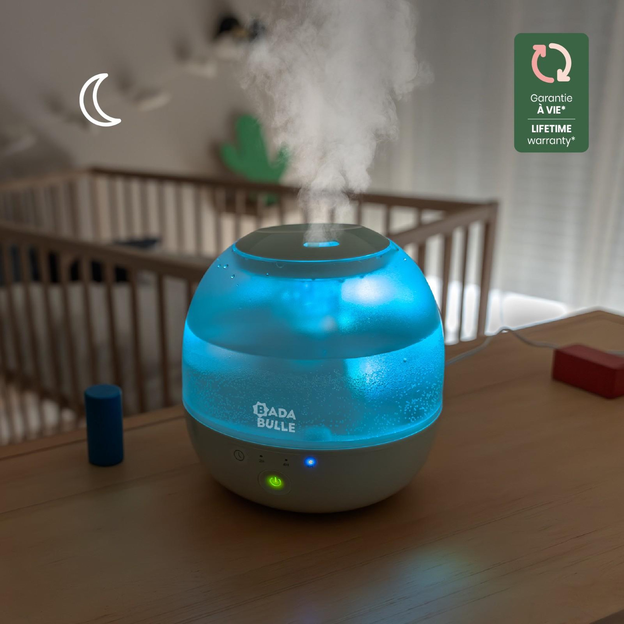 Voir la diapositive 2 : BADABULLE Humidificateur d'air - Veilleuse Bubble Badabulle - 2 en 1 - 2L et 16h d'autonomie