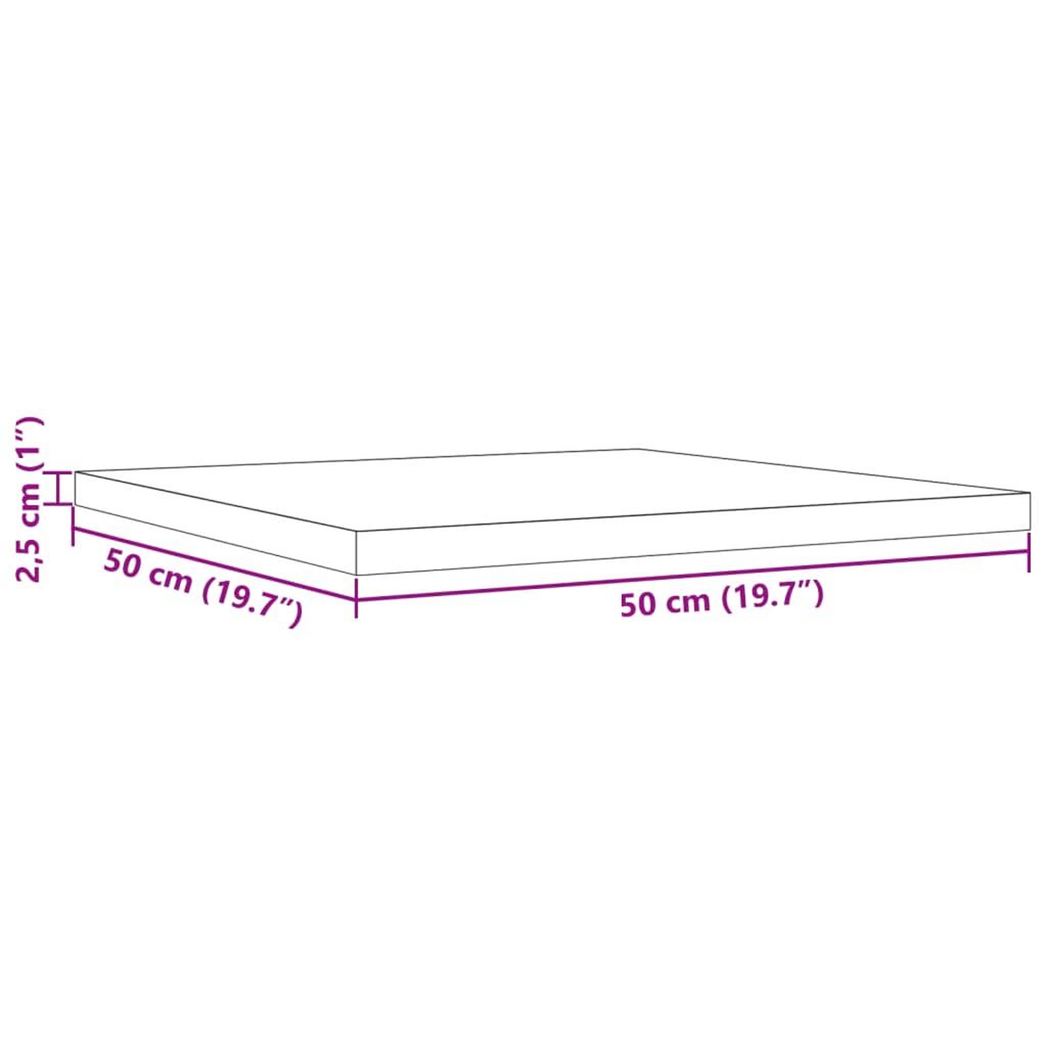 Voir la diapositive 6 : VIDAXL Dessus de table 50x50x2,5 cm carre bois de pin massif
