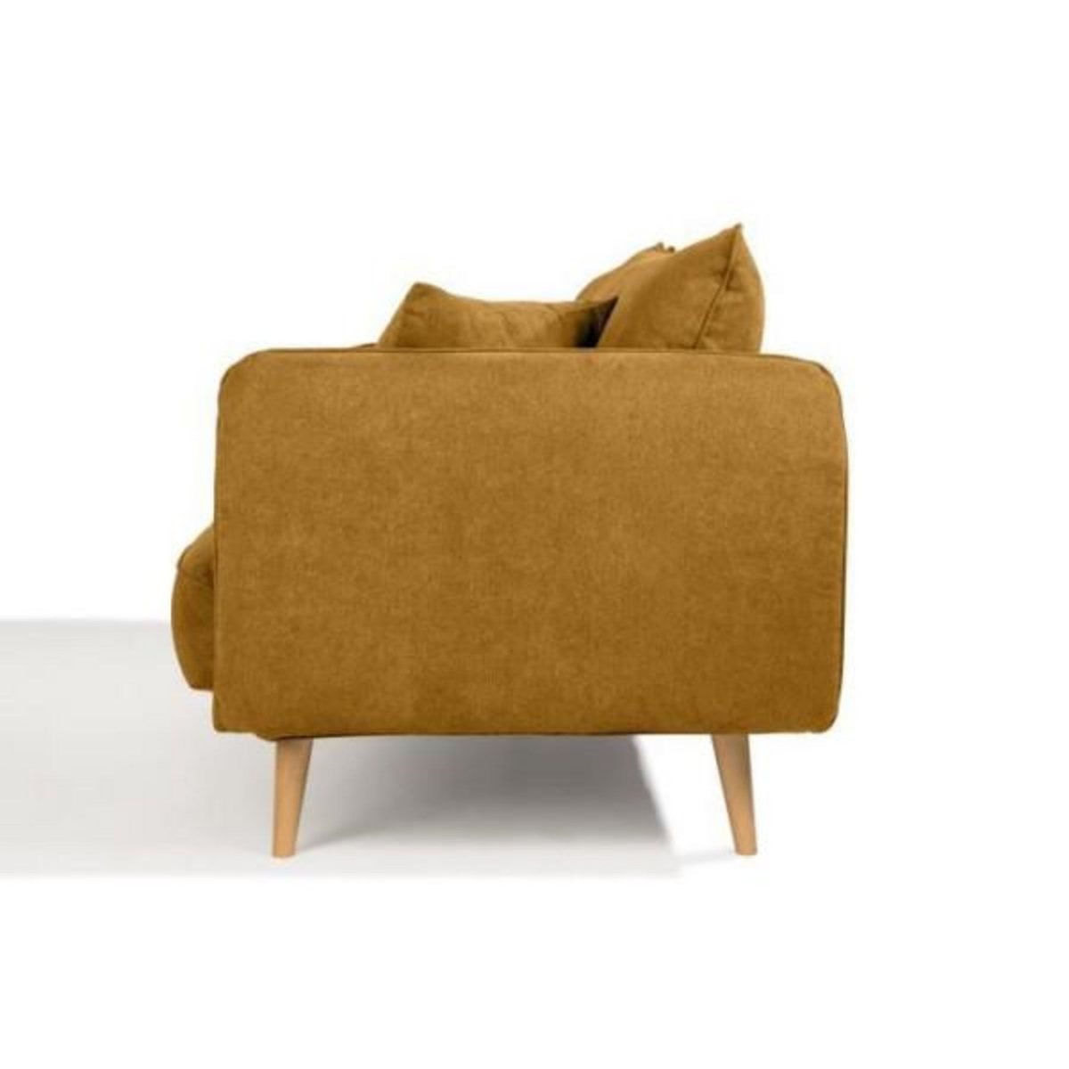 MARKET24 Canapé fixe 3 places DAREN - Tissu moutarde - L 207 x P 90 x H 88 cm - Fabriqué en France - HEXAGONE