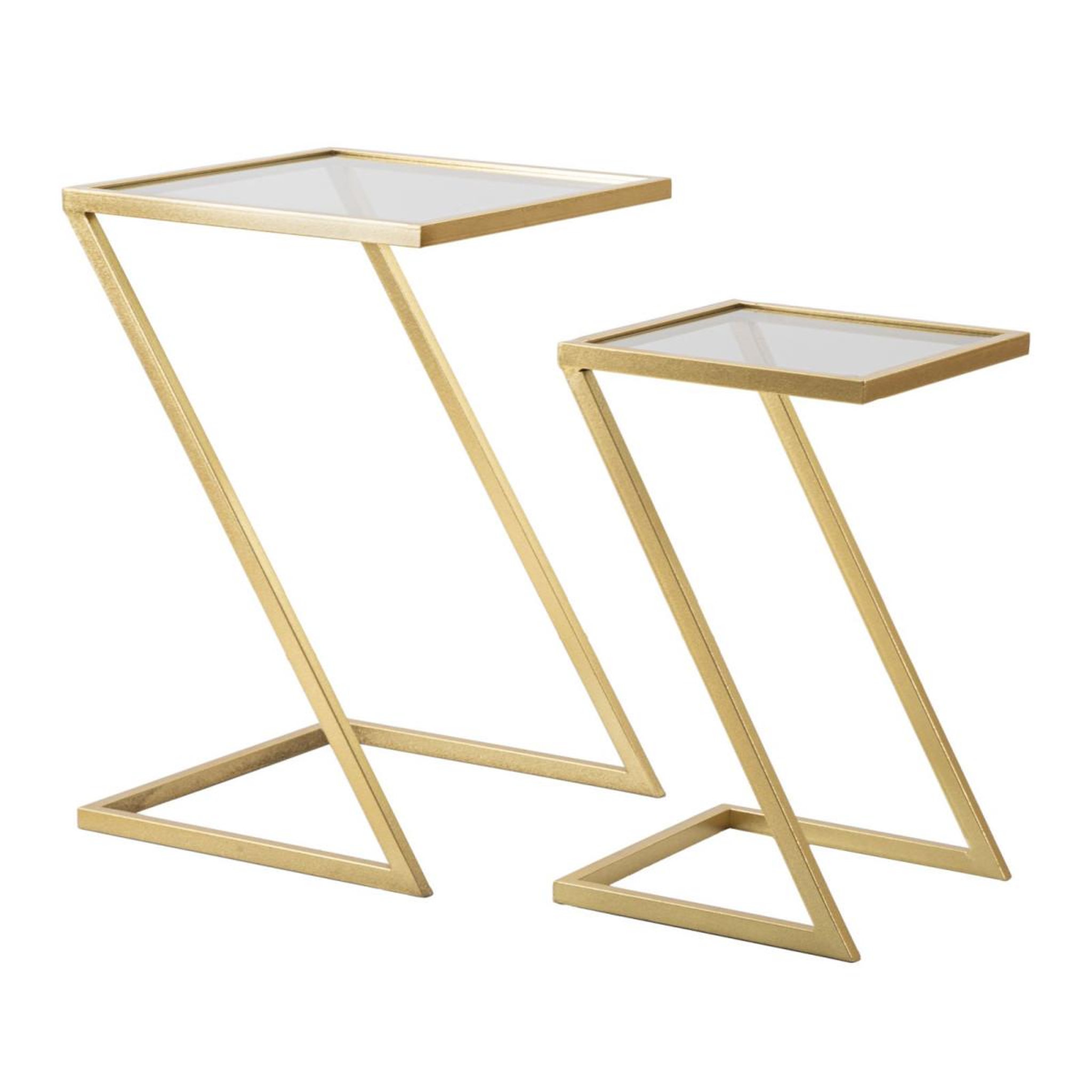 Voir la diapositive 2 : Paris Prix Lot de 2 Tables d'Appoint Gigognes  Zoe  60cm Or