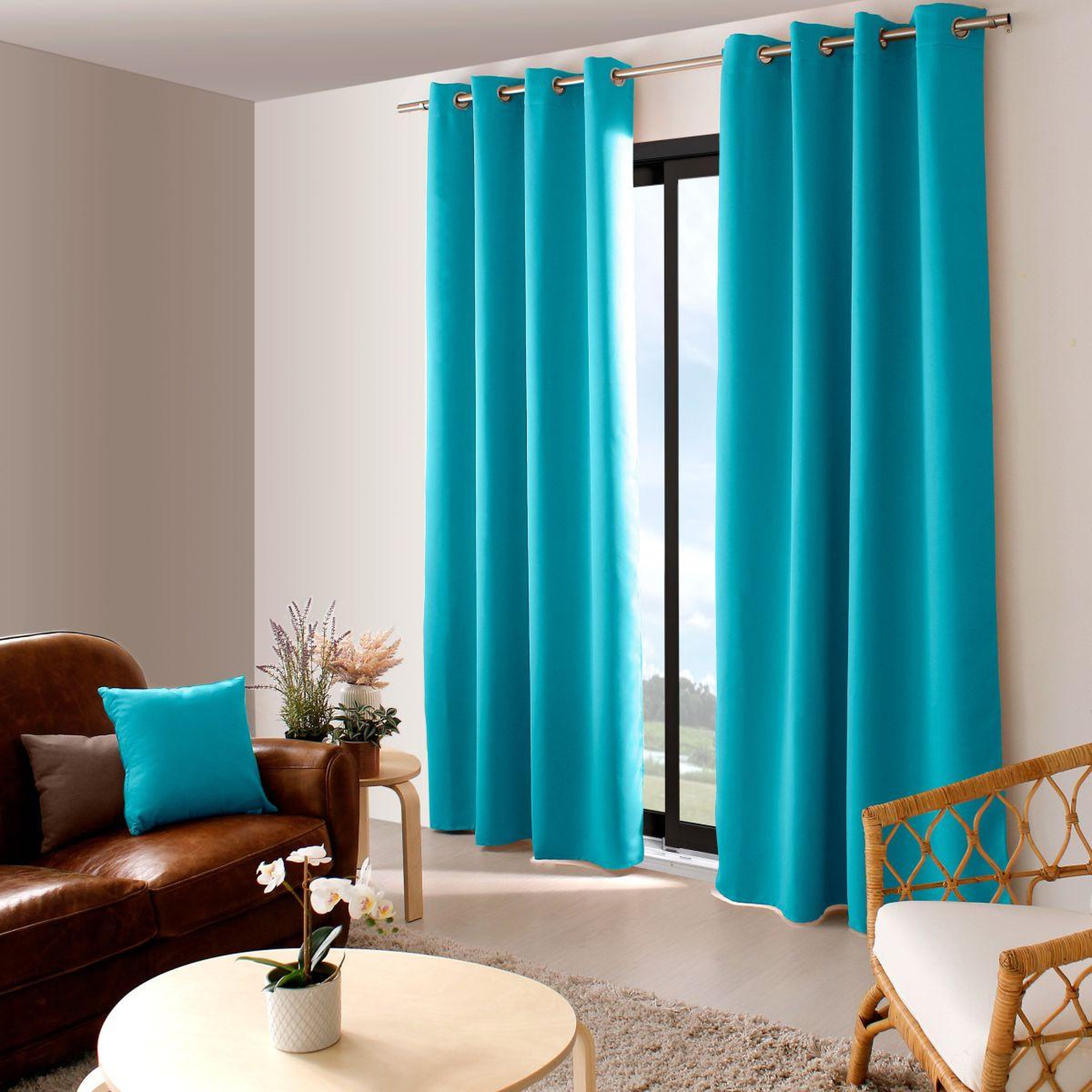 ENJOY HOME Rideau occultant à œillets  reglisse  140x240cm turquoise