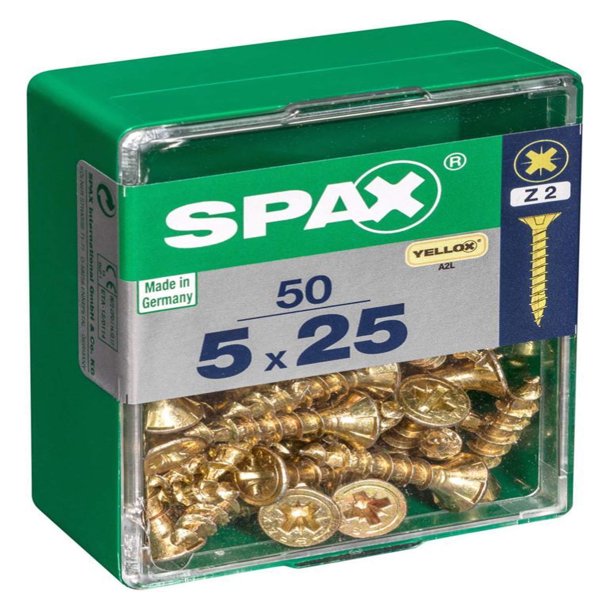 CENTRALE BRICO Lot de 50 vis acier tête fraisée pozidriv SPAX, Diam.5 mm x L.25 mm