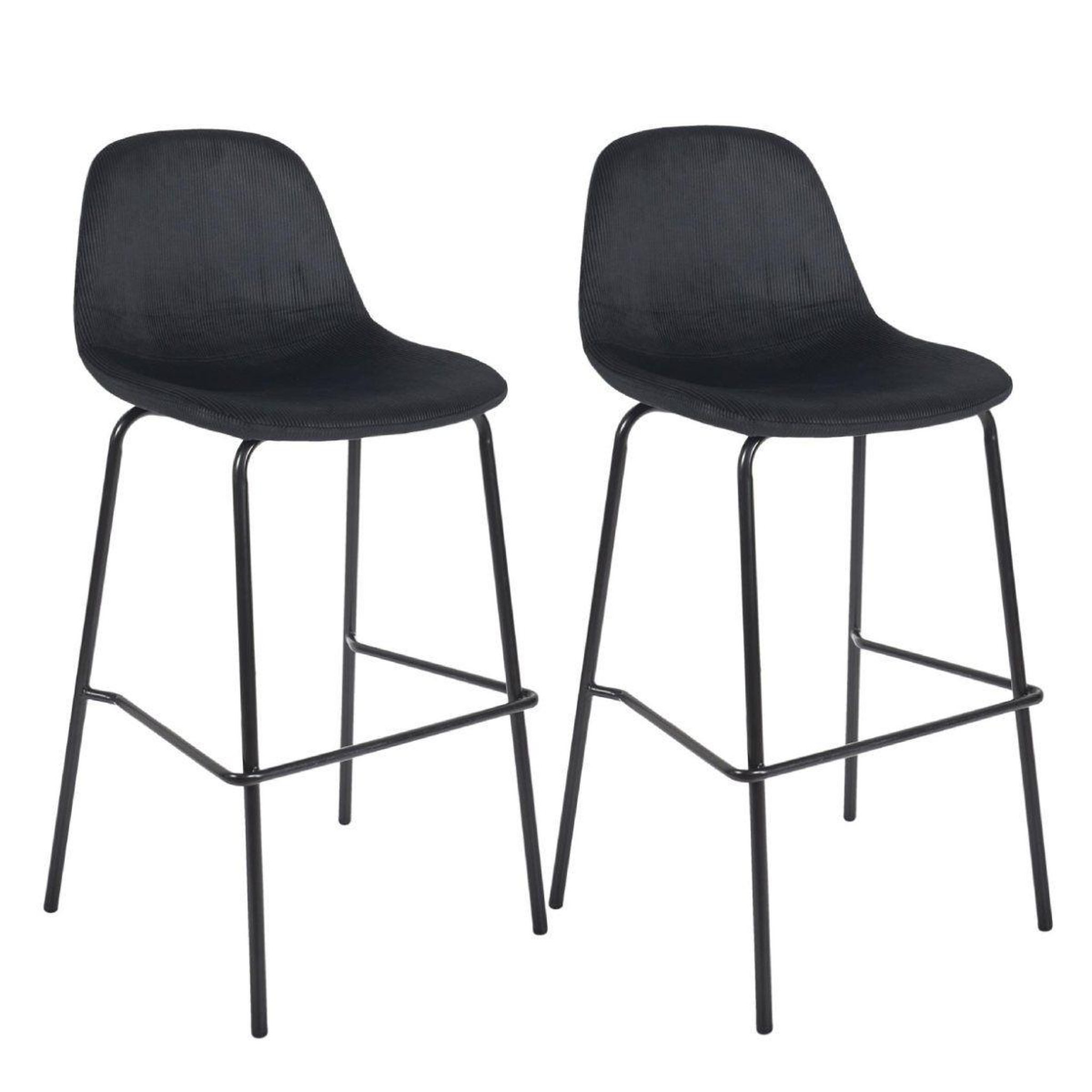 The Home Deco Factory Lot de 2 chaises de bar velours  giulia  100cm noir