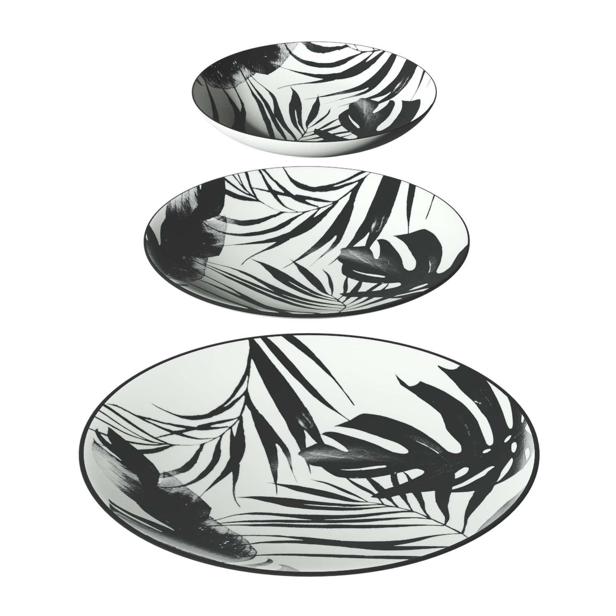SECRET DE GOURMET Service vaisselle 18 pièces palmier - noir