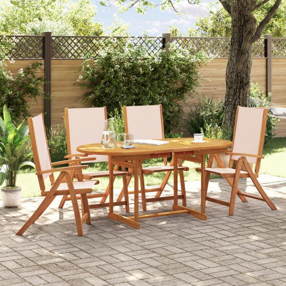 VIDAXL Ensemble a manger de jardin 5pcs bois d'acacia solide textilene