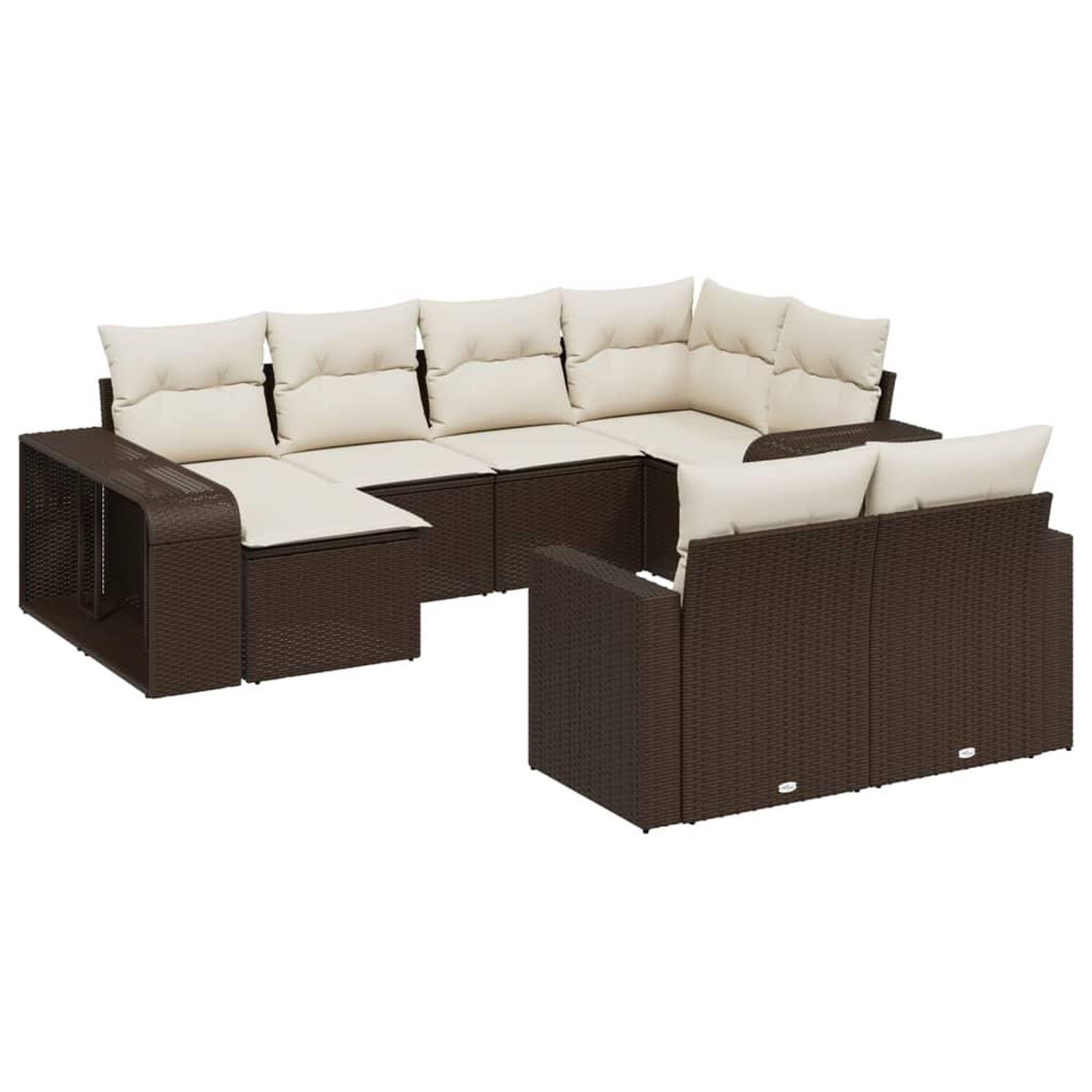 Voir la diapositive 2 : VIDAXL Salon de jardin 10 pcs avec coussins marron resine tressee