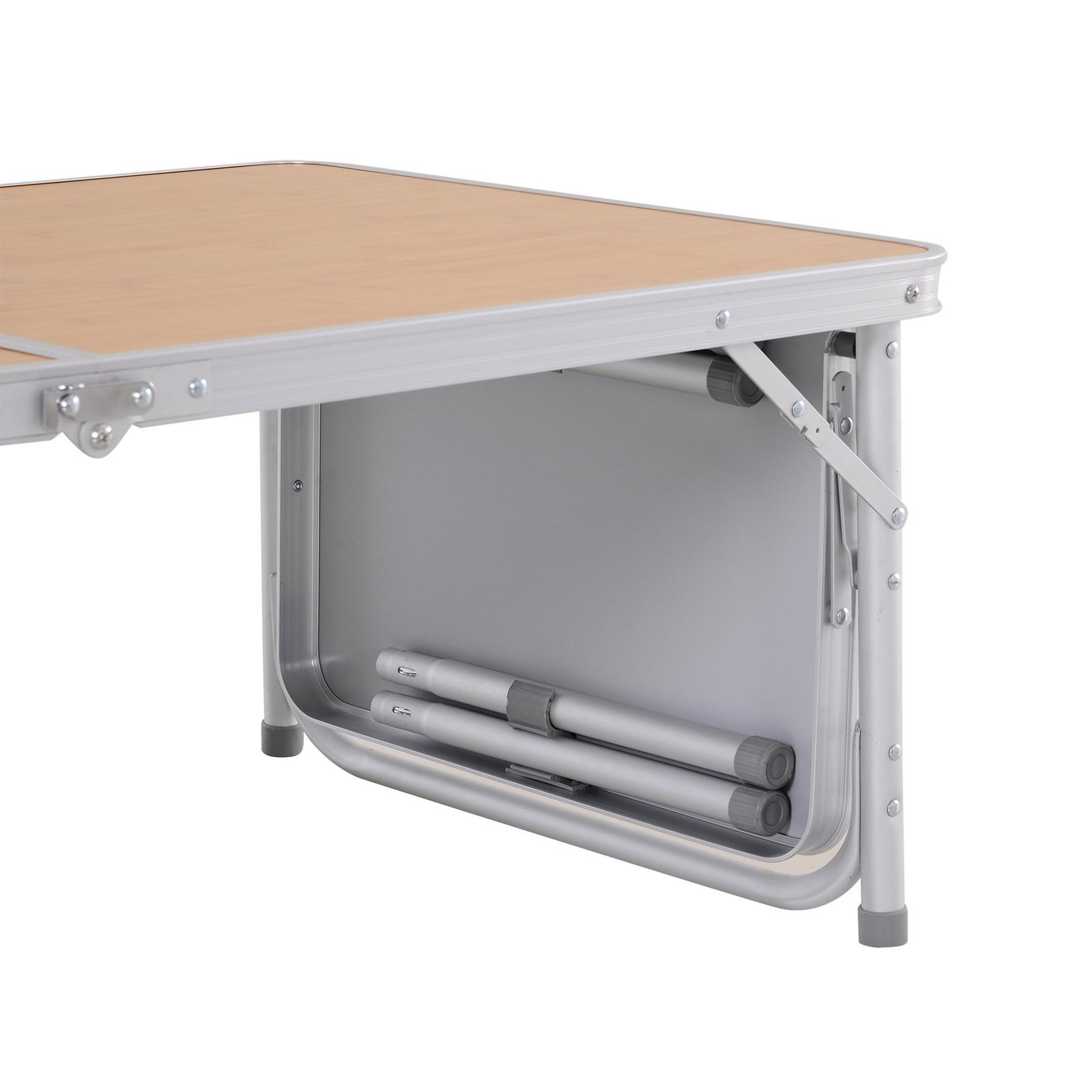 Voir la diapositive 4 : OUTSUNNY Table pliante table de camping table de jardin avec rallonge hauteur réglable aluminium mdf imitation bambou