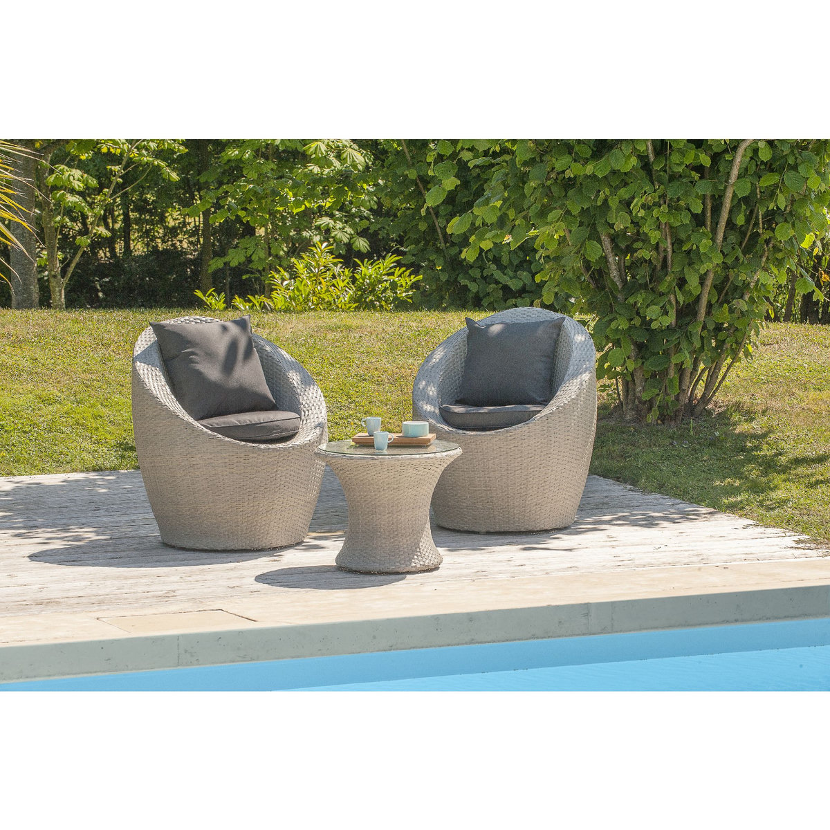 DCB GARDEN Salon de jardin 2 personnes TOTEM gris