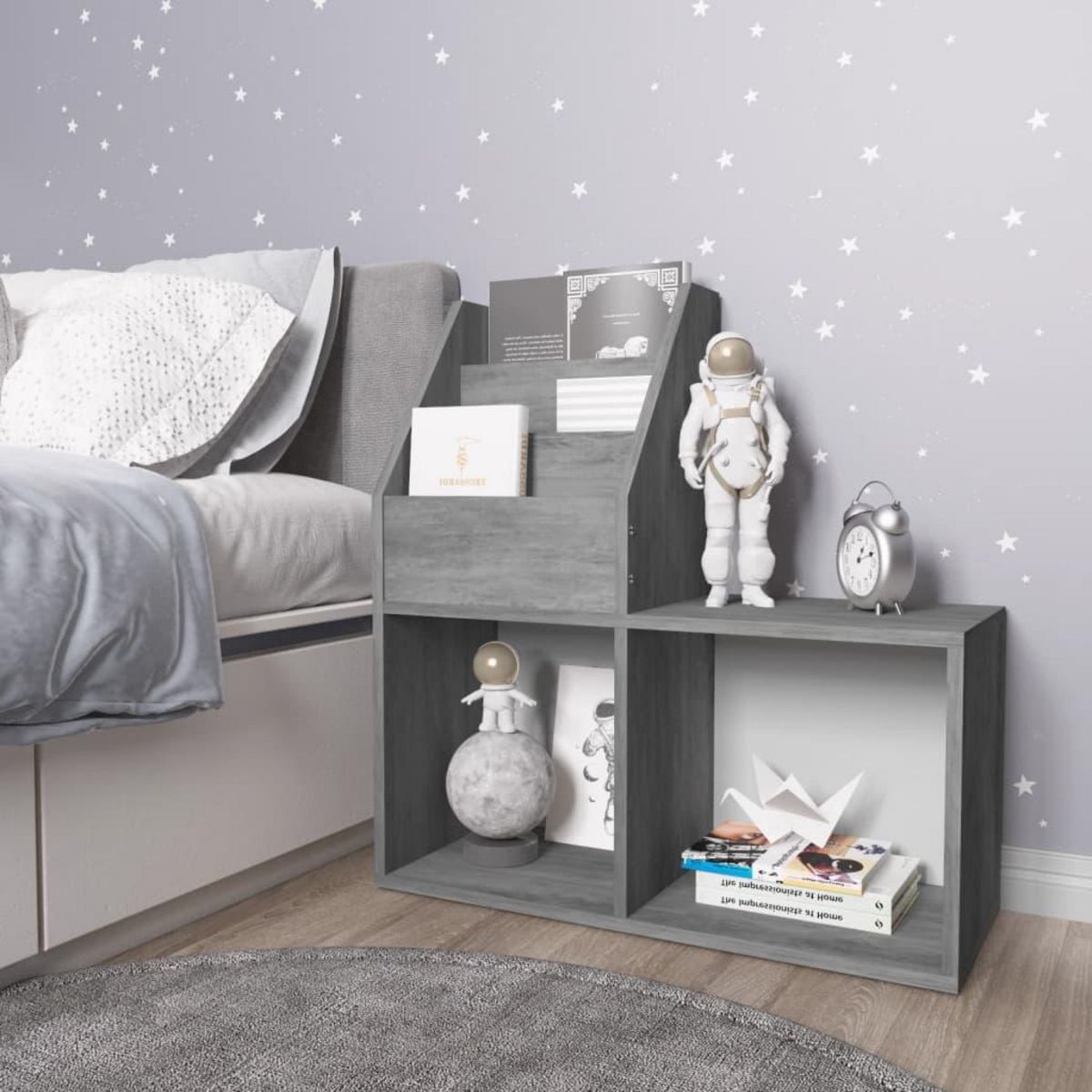 VIDAXL Porte-revue pour enfants Gris beton Bois d'ingenierie