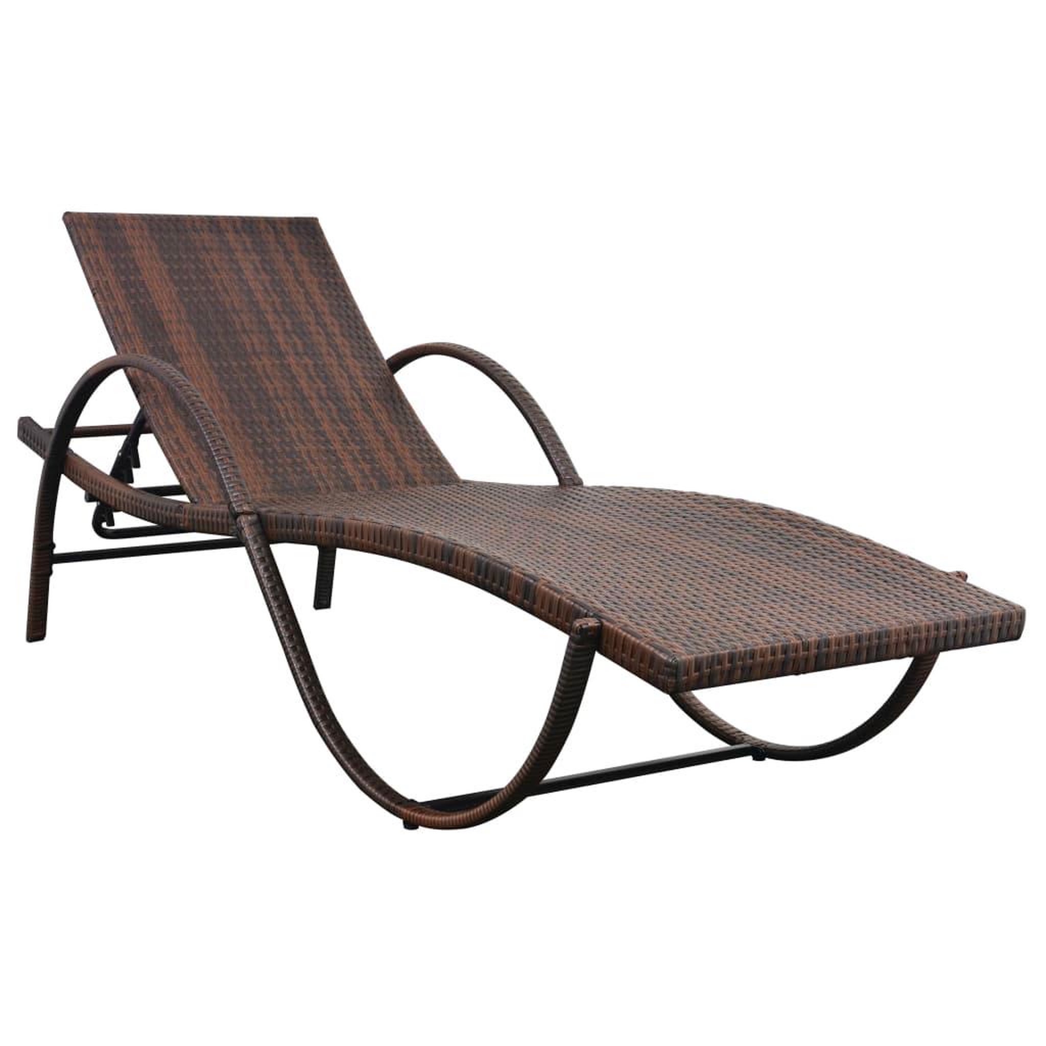 Voir la diapositive 3 : VIDAXL Chaise longue avec coussin et table Resine tressee Marron