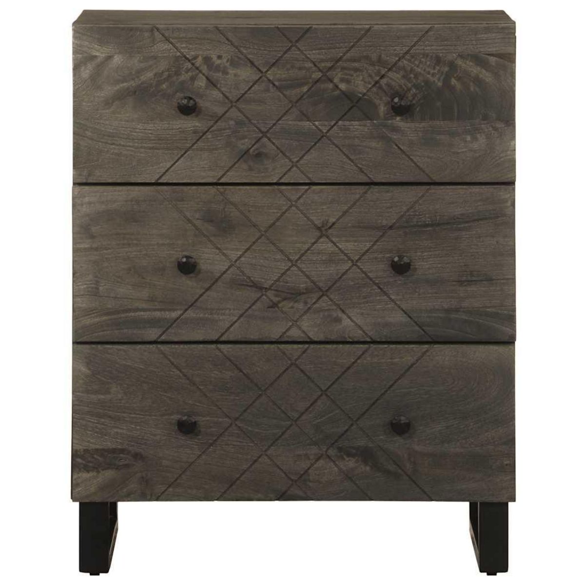 VIDAXL Buffet noir 60x33x75 cm bois massif de manguier