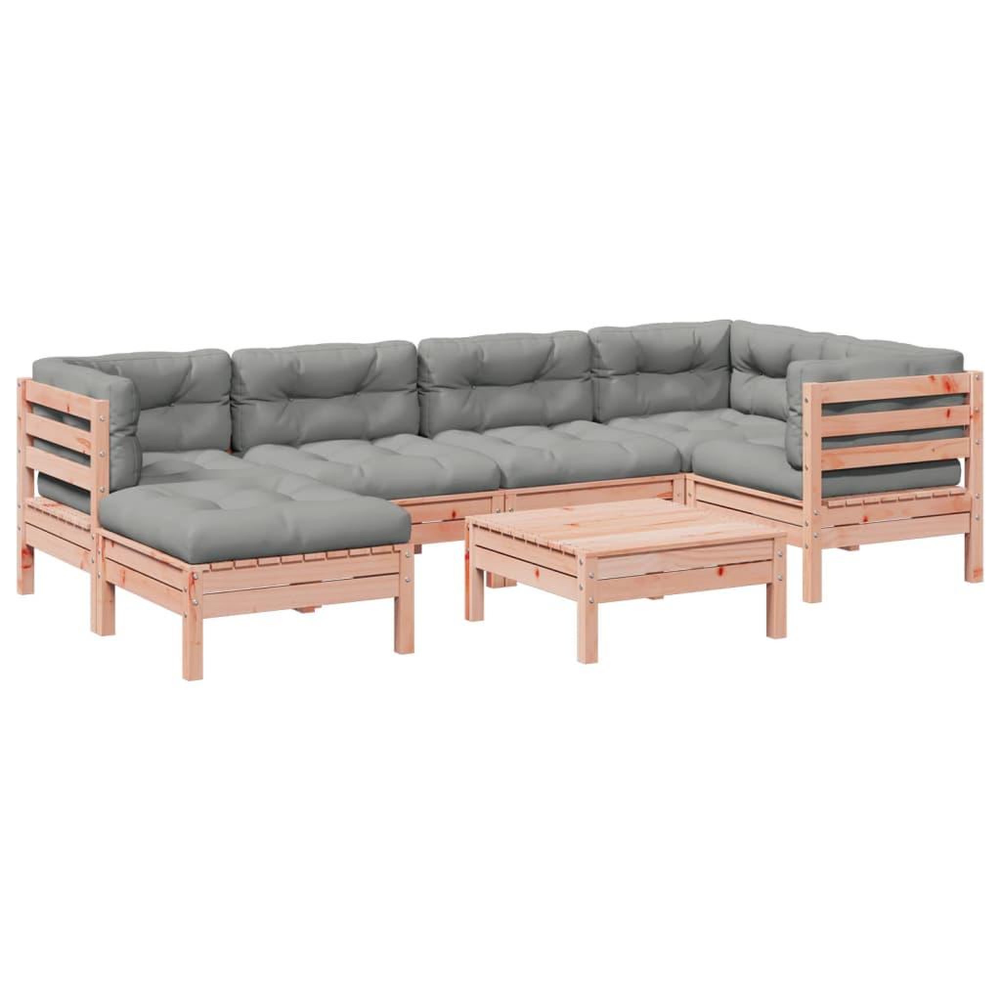 VIDAXL Salon de jardin 7 pcs et coussins bois massif sapin de douglas