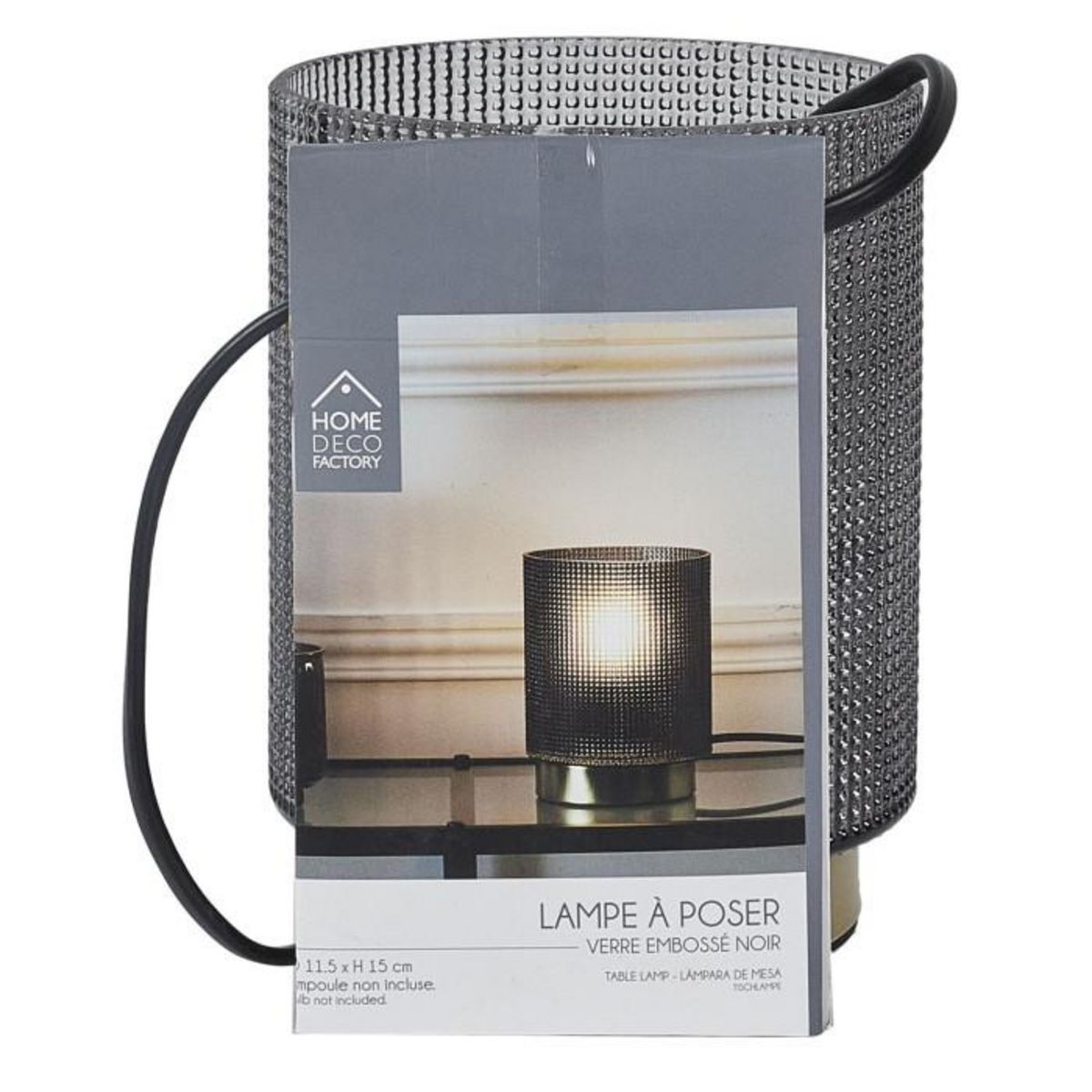 Paris Prix Lampe à Poser Design Embossé  Lounge  15cm Noir