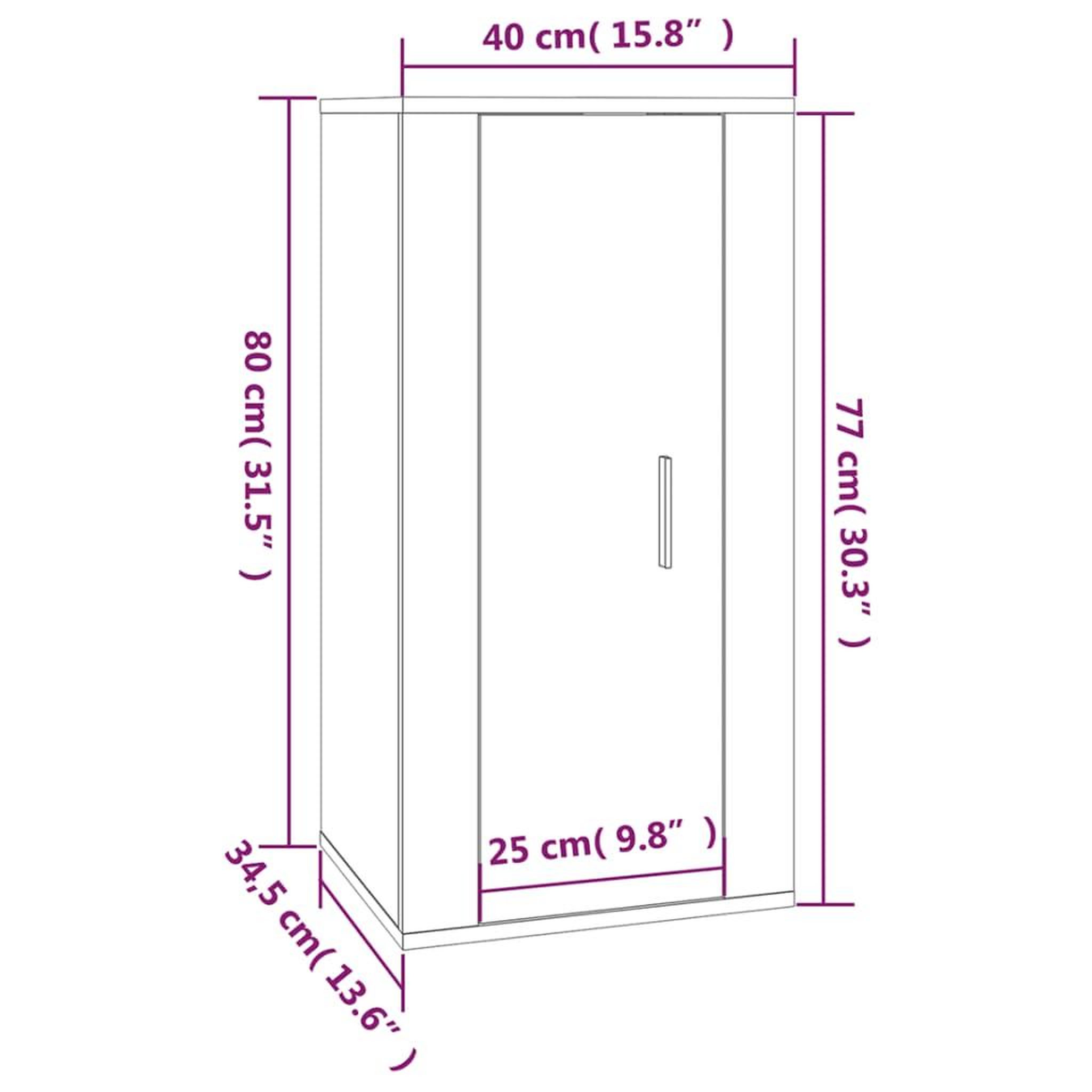 Voir la diapositive 6 : VIDAXL Meuble TV mural Sonoma gris 40x34,5x80 cm