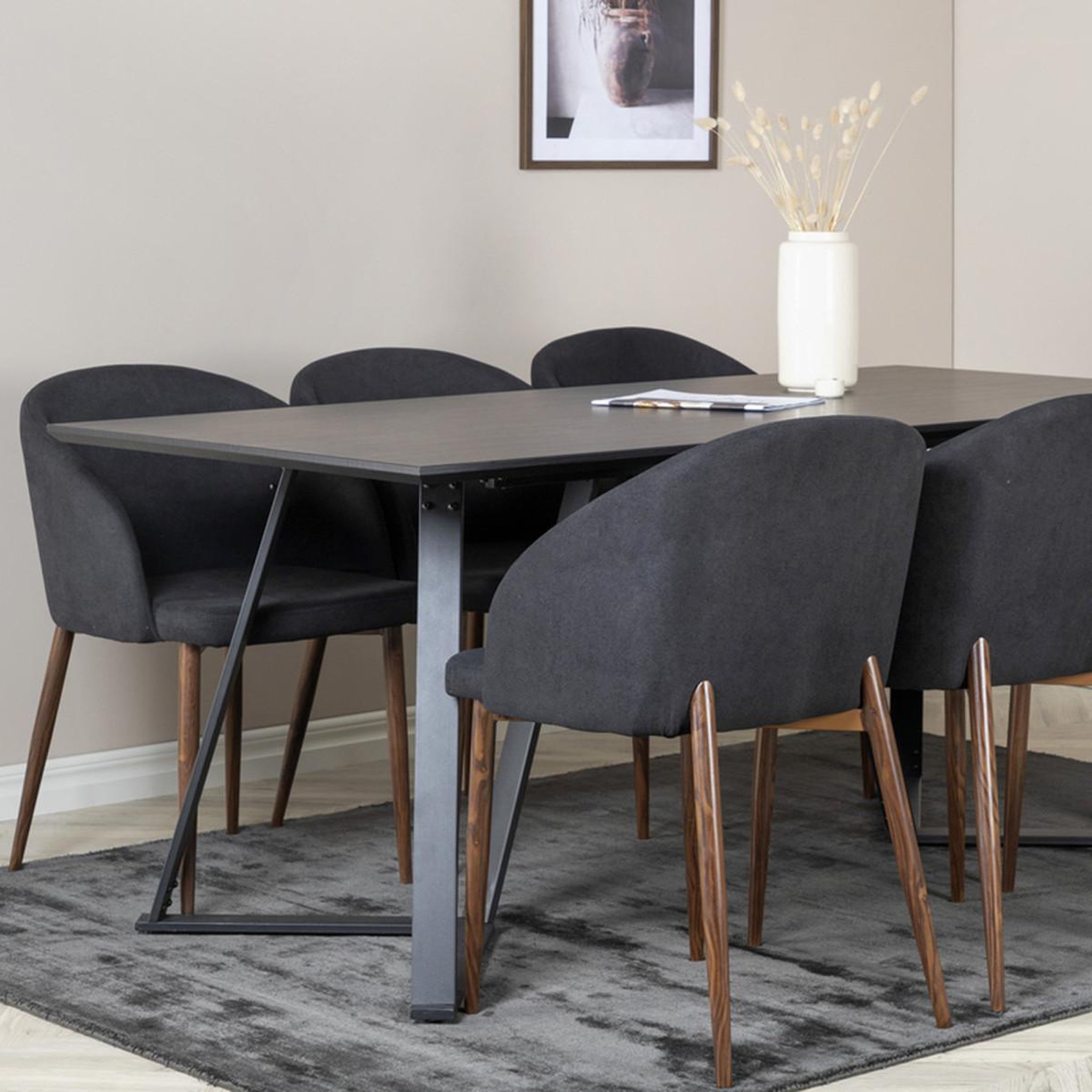 Voir la diapositive 5 : Paris Prix Ensemble table à manger & 6 chaises  marina & arch  180cm noir
