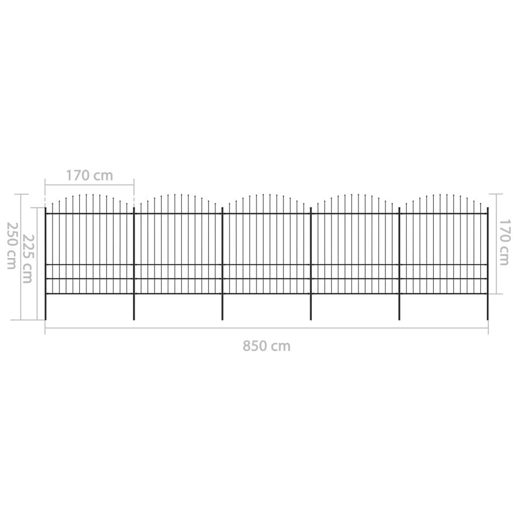 Voir la diapositive 5 : VIDAXL Cloture de jardin a dessus en lance Acier (1,75-2)x8,5 m Noir