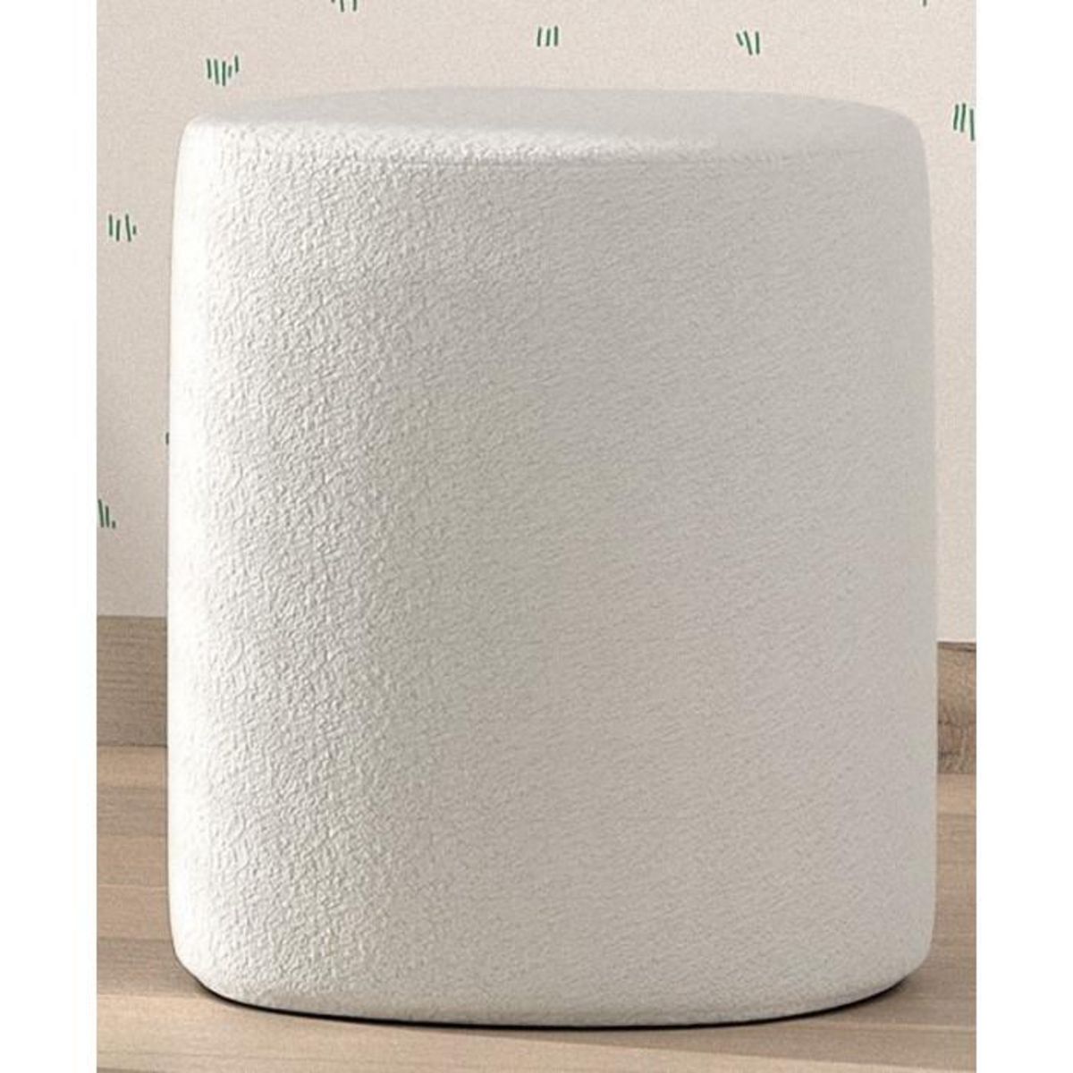 Paris Prix Pack - Lit Enfant & Pouf Bouclé  Moon  90x200cm Blanc