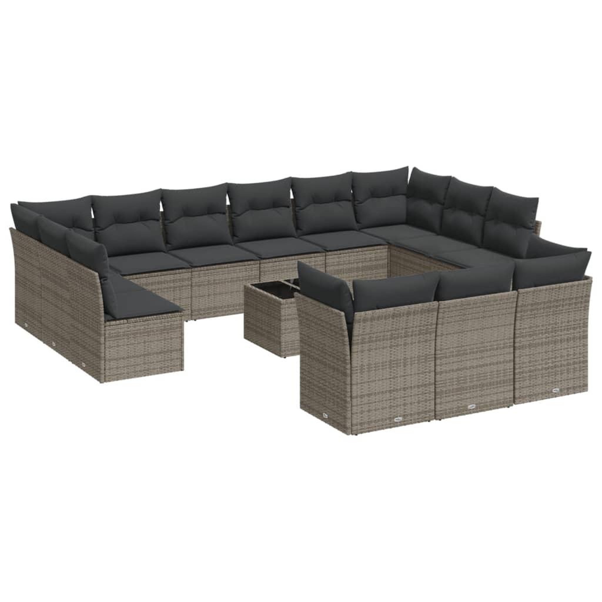 Voir la diapositive 2 : VIDAXL Salon de jardin avec coussins 14 pcs gris resine tressee