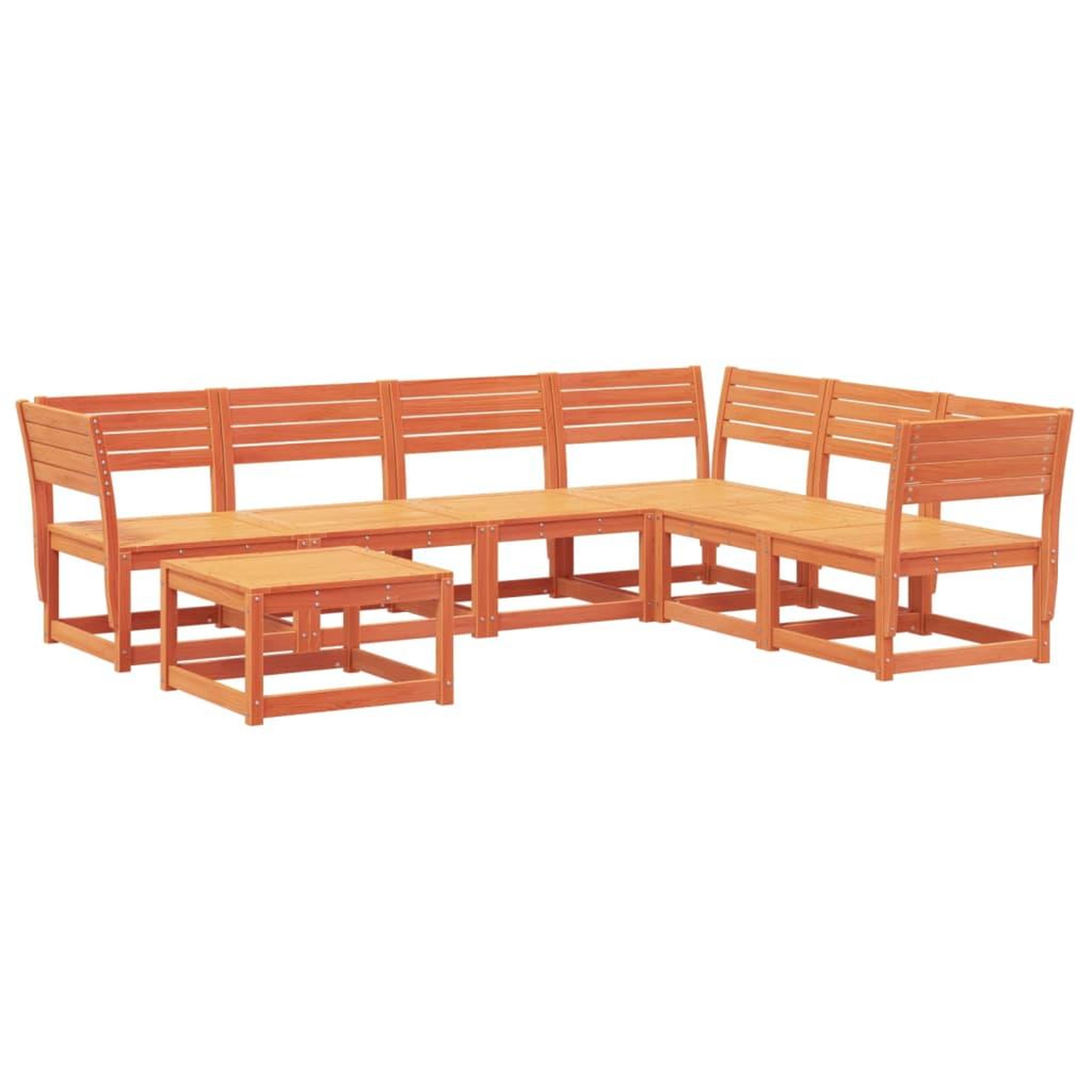 Voir la diapositive 2 : VIDAXL Salon de jardin 7 pcs cire marron bois de pin massif