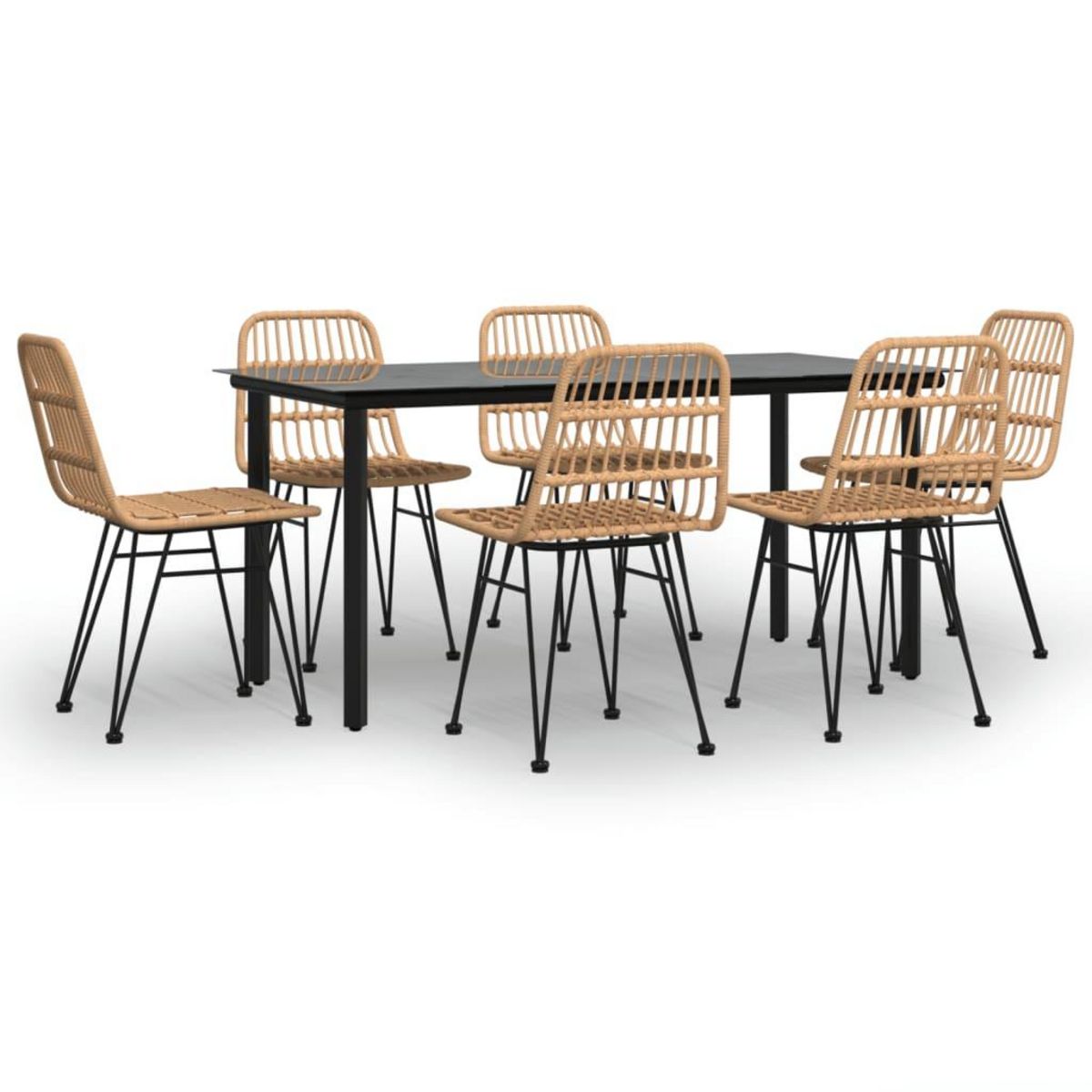 VIDAXL Ensemble a manger de jardin 7 pcs Resine tressee