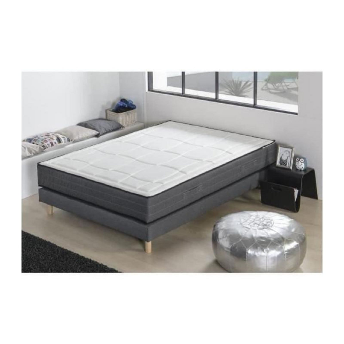 DEKO DREAM DEKO DREAM Ensemble matelas + sommier 160x200 cm - Mousse memoire - 28cm - 5 zones - Ferme - HOTEL PREMIUM LUX