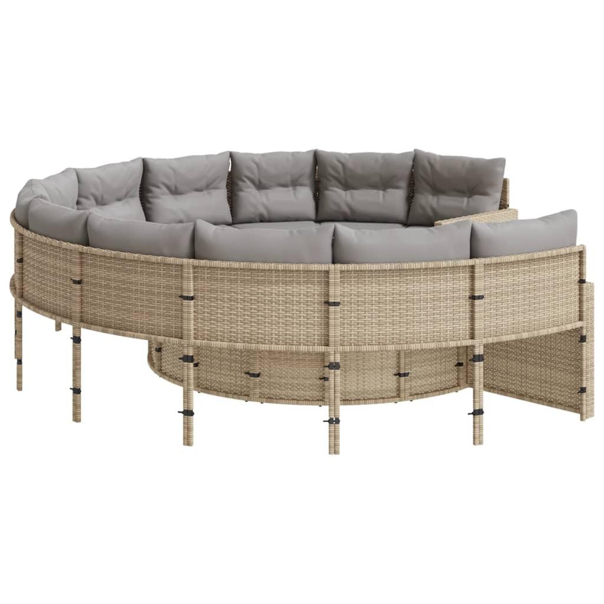 Voir la diapositive 4 : VIDAXL Canape de jardin avec coussins rond beige resine tressee