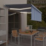 VIDAXL Auvent manuel retractable avec store et LED 4x3 m Bleu et blanc