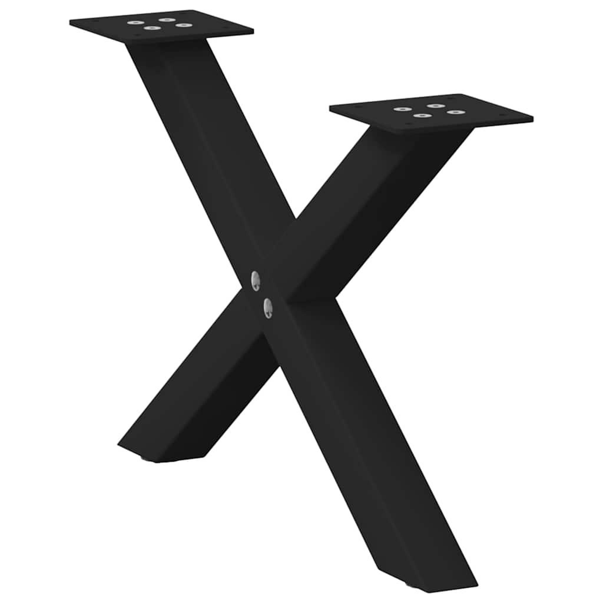 Voir la diapositive 5 : VIDAXL Pieds de table basse forme de X 2 pcs noir 60x(30-31) cm acier