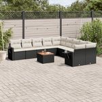 VIDAXL Salon de jardin 11 pcs avec coussins noir resine tressee