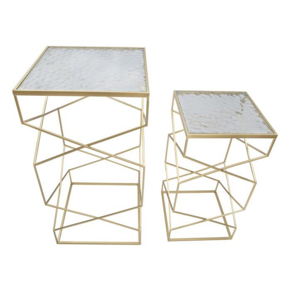 Paris Prix Lot de 2 Tables d'Appoint Design  Glassy  100cm Or