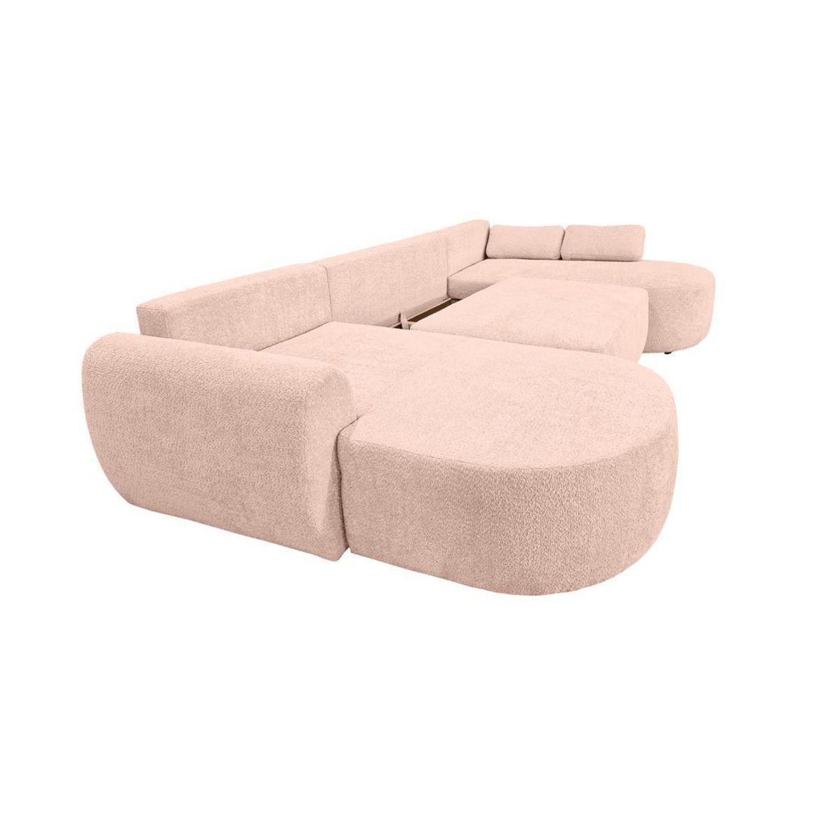 BEST MOBILIER Mahina - canapé panoramique en u 7 places - convertible avec coffre - en tissu bouclette