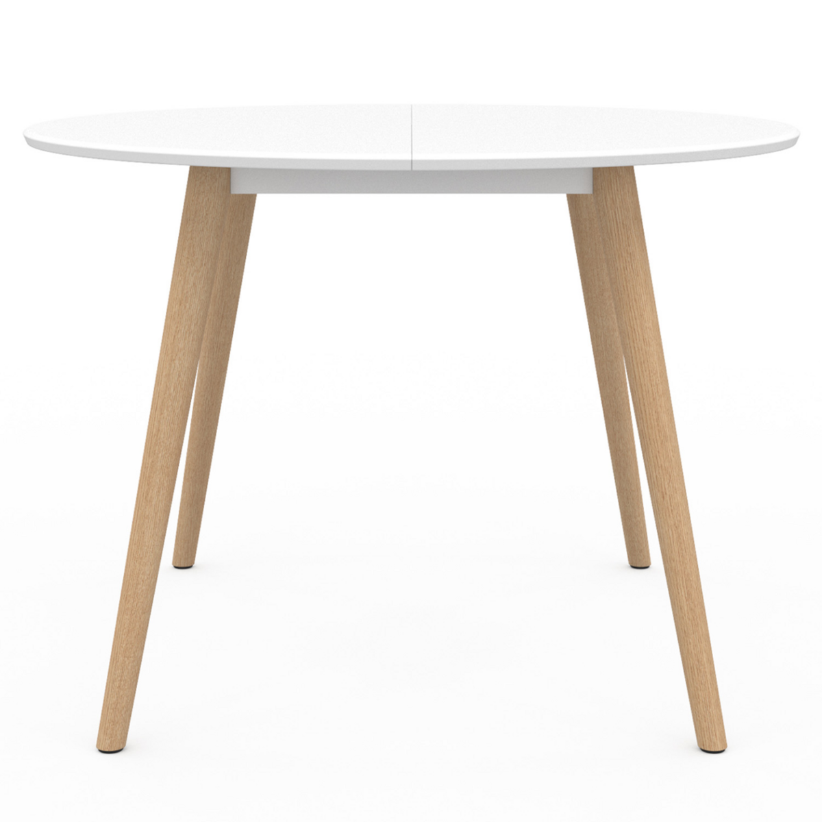ID MARKET Table à manger ronde ANGELA 4 personnes blanc pieds bois 110 cm
