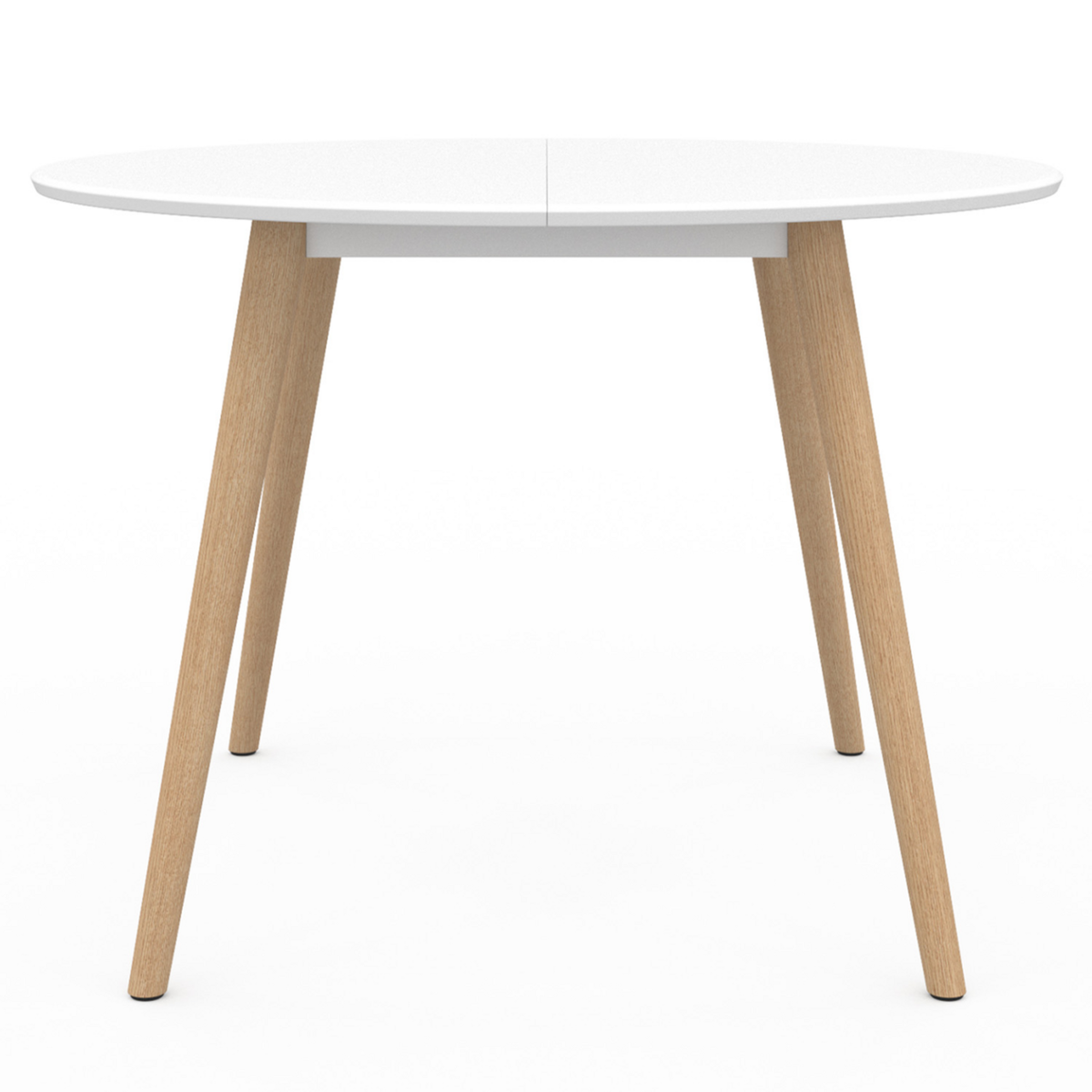 ID MARKET Table à manger ronde ANGELA 4 personnes blanc pieds bois 110 cm
