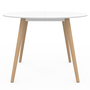 Voir la diapositive 3 : ID MARKET Table à manger ronde ANGELA 4 personnes blanc pieds bois 110 cm