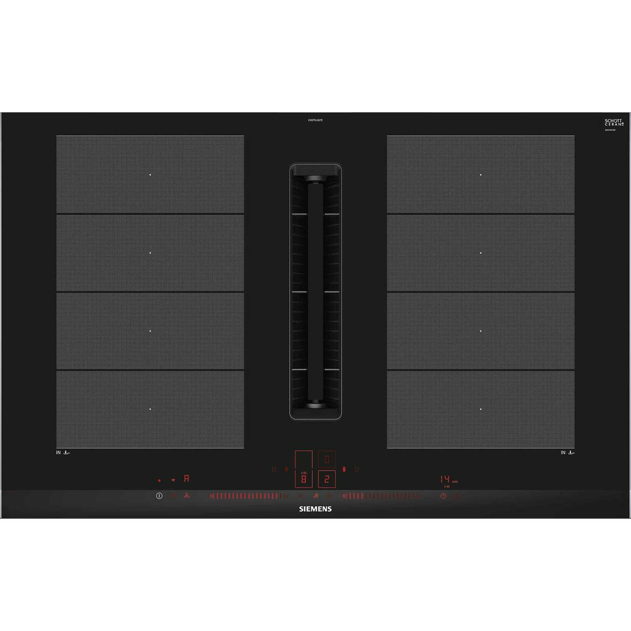 Siemens Table de cuisson aspirante induction 80cm 4 feux 7400w noir - EX875LX67E