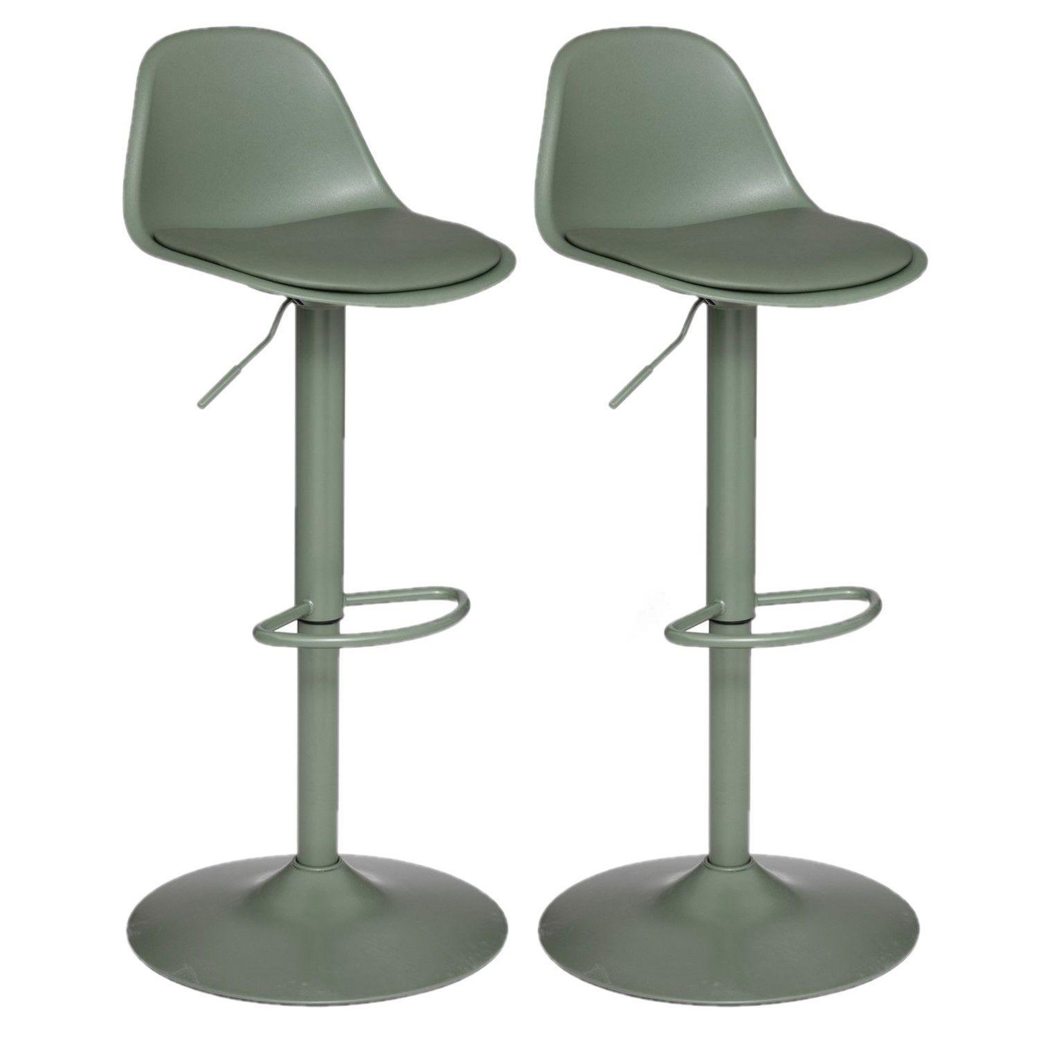 TOILINUX Lot de 2 Chaises de bar Aiko en polypropylène ajustable. Coloris disponibles : Blanc, Noir