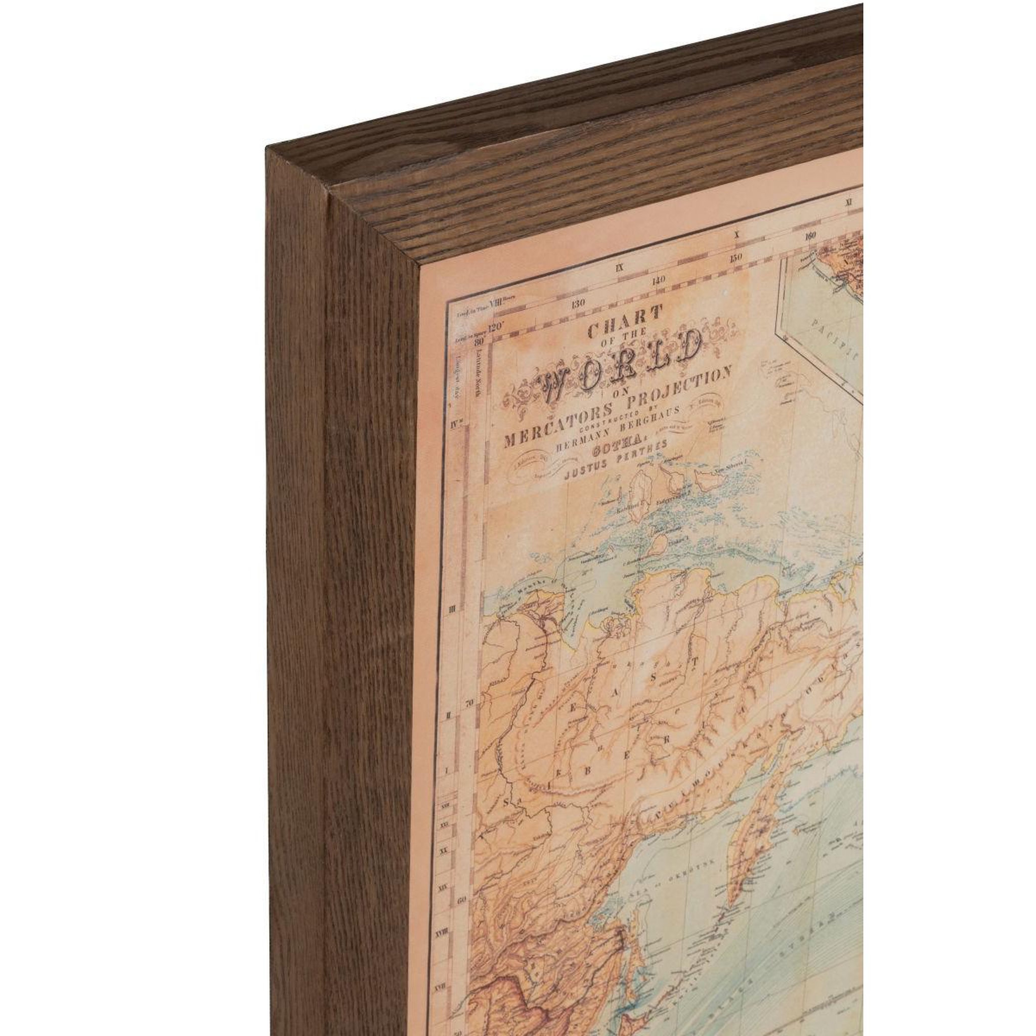 Voir la diapositive 3 : J-LINE Tableau carte du monde  led  116x175cm marron